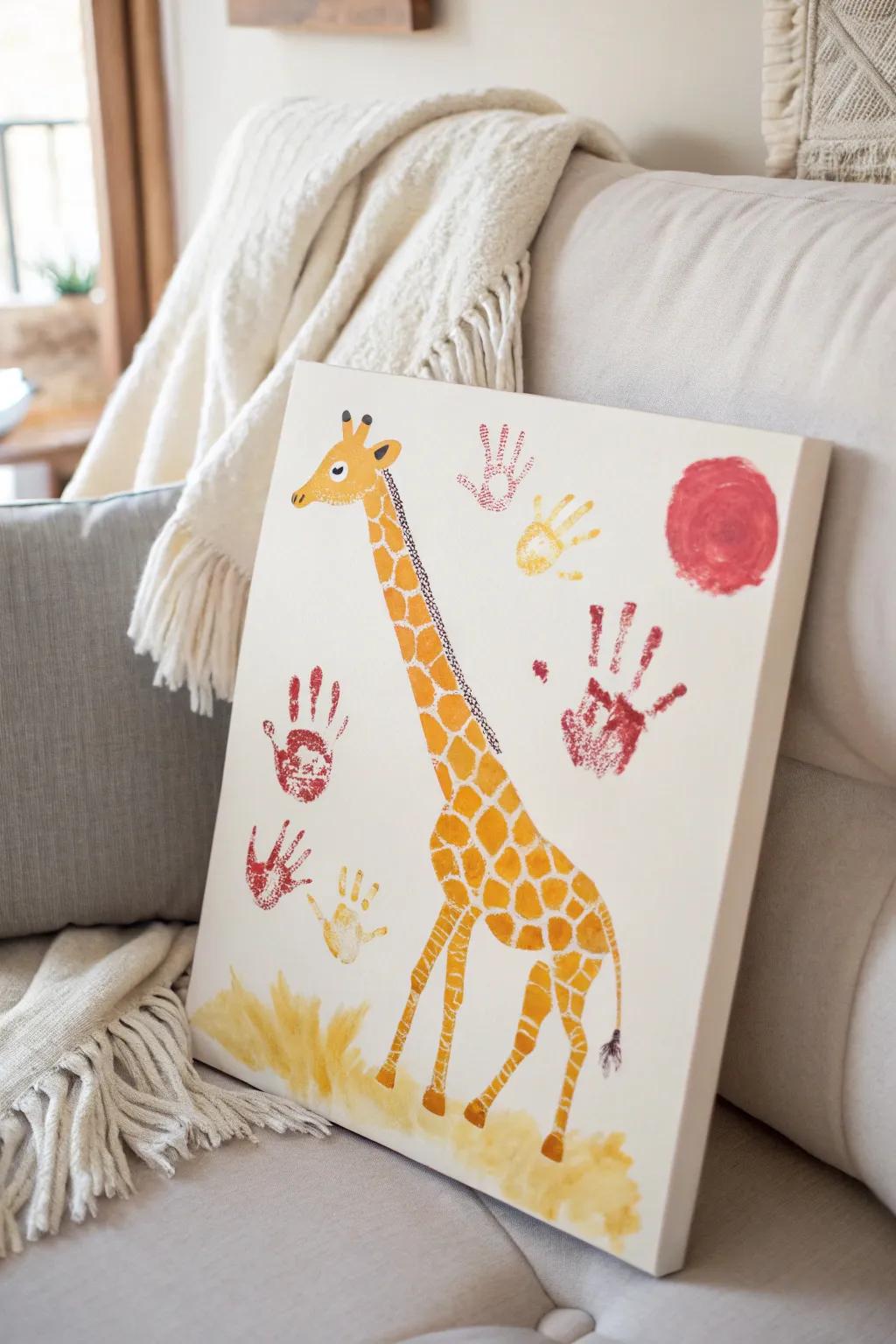 Turn tiny handprints into a delightful giraffe work of art for Mother's Day! 🌿🎨