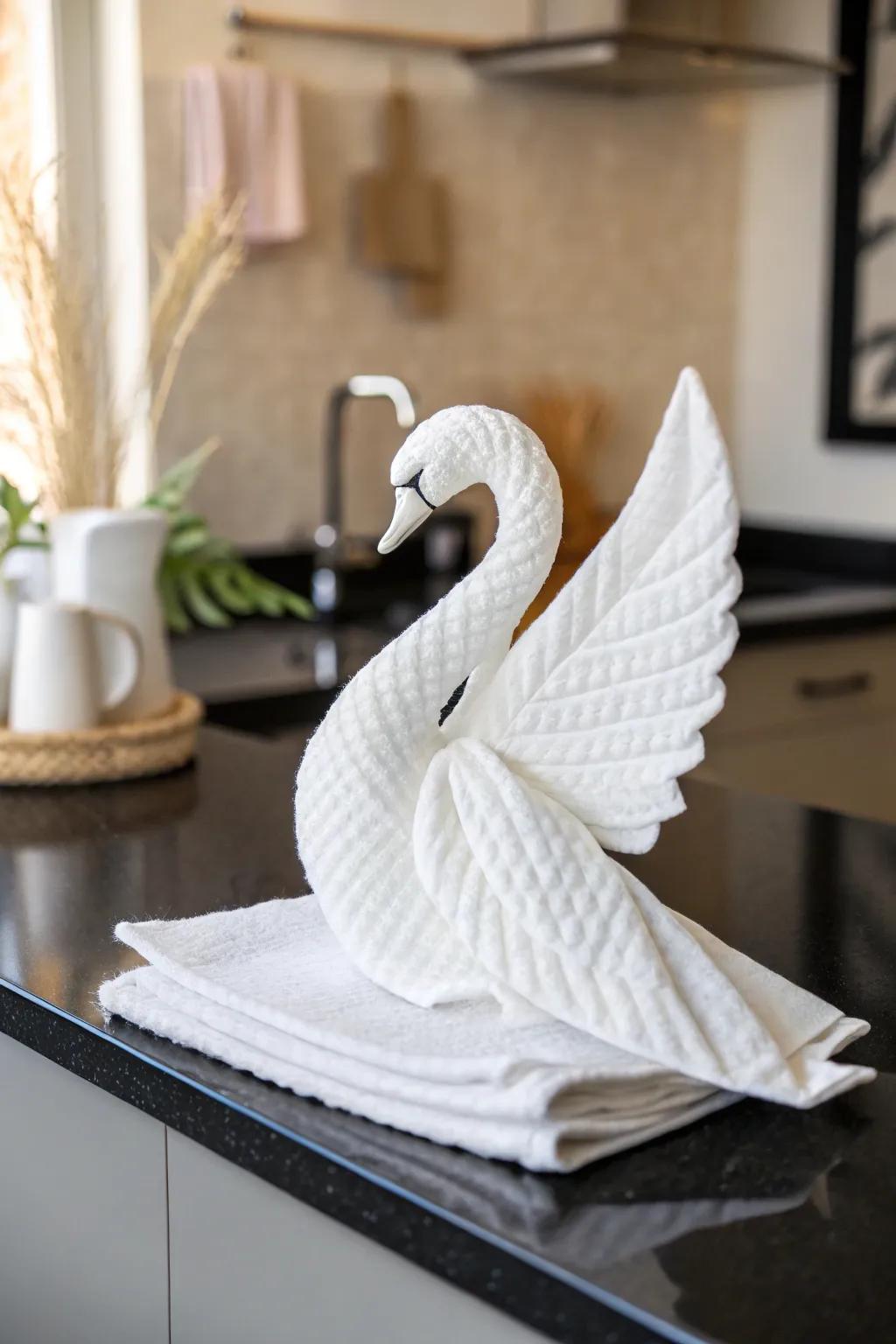 Elevate your kitchen's visual narrative through whimsical linen artistry. An impeccable means of infusing a spirited essence into minimalist settings!