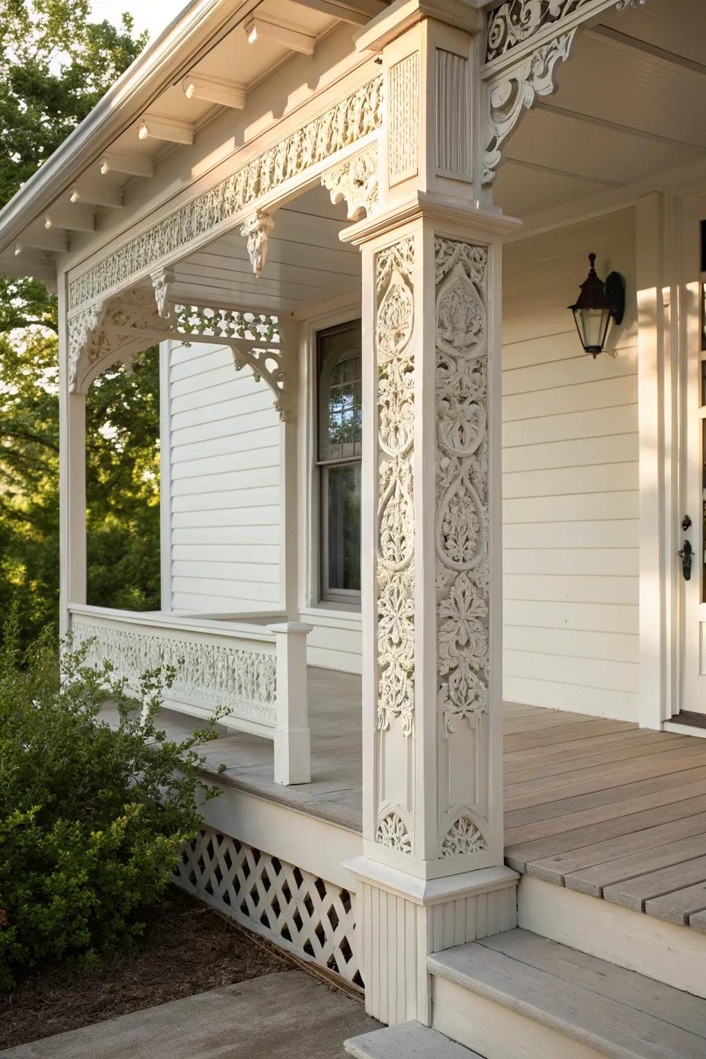 Reimagine your porch via refined paneling, exuding a hint of boho-chic allure.