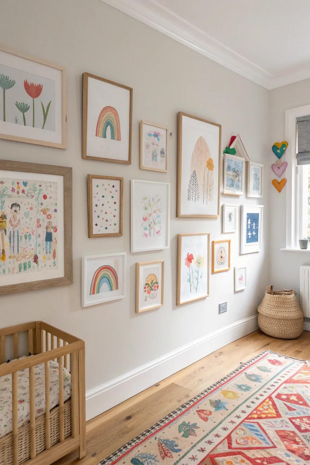 Let your little one's creativity shine with a charming gallery wall that brings playful magic to any room.