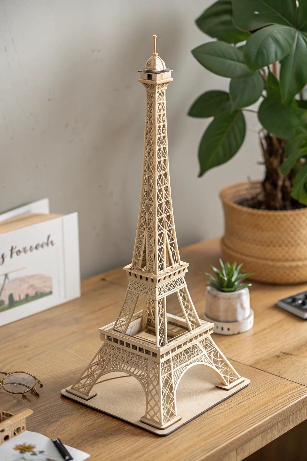 Infuse Parisian sophistication into your workspace with this exquisite laser-etched Eiffel Tower replica. #Craftsmanship #ScandiBoho