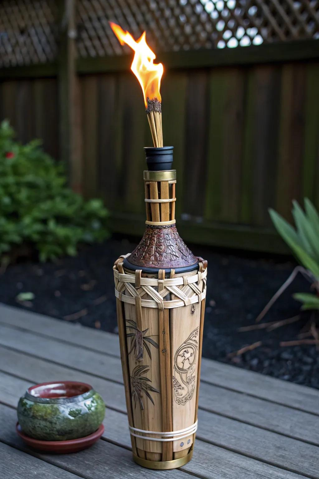 Illuminate your evenings with handcrafted tiki torch elegance.