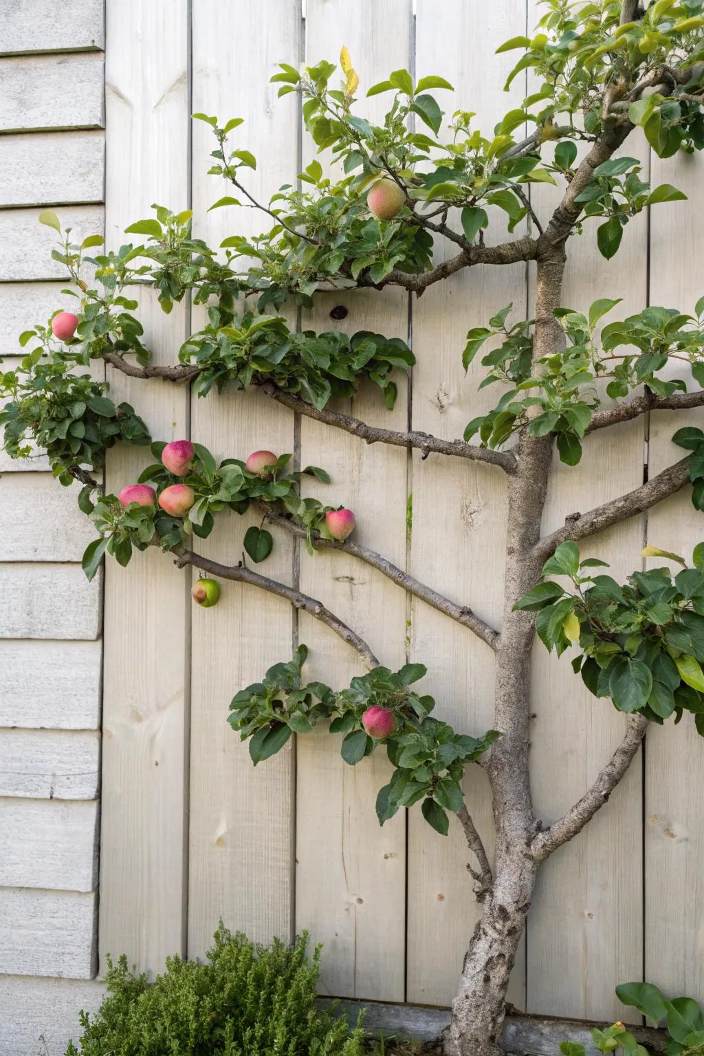 Nature's Artistry: The Perfect Blend of Form and Function in Espaliered Plum Trees.