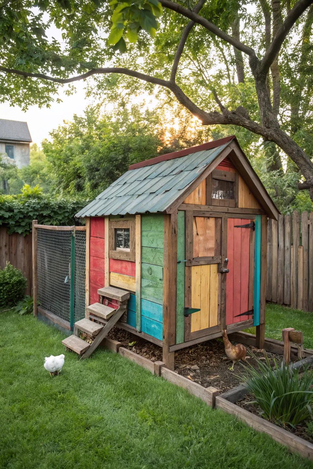 Turn leftover paint into a bright shield for your DIY chicken coop!