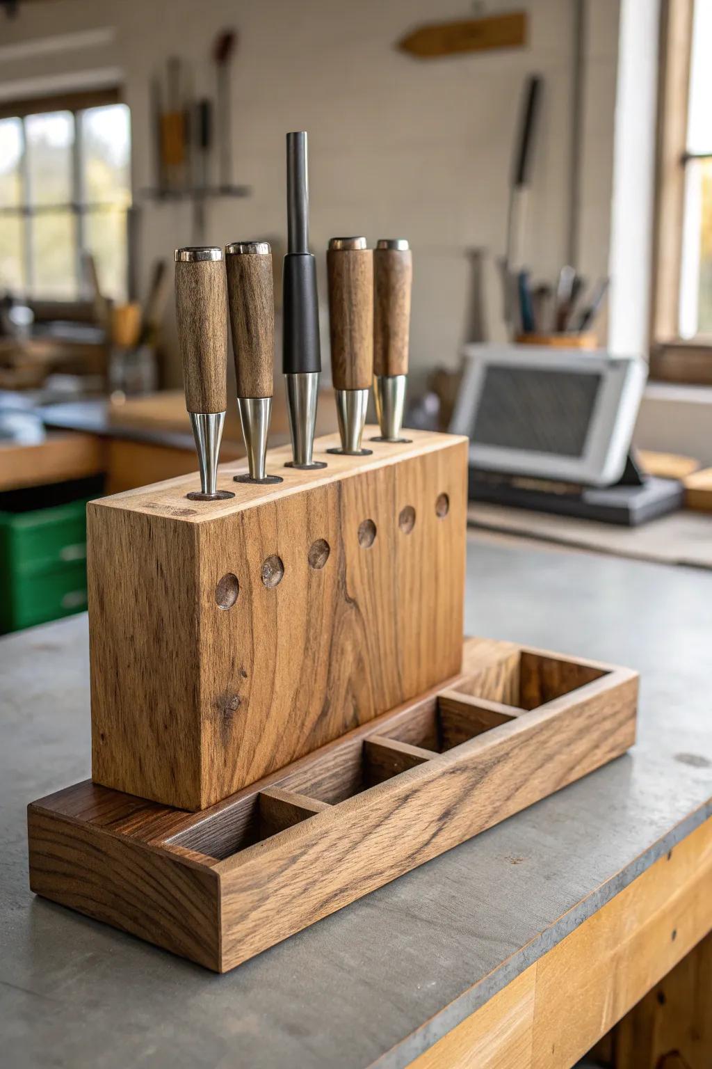 Enhance your workspace with custom wood fixtures, combining rustic charm and modern efficiency.
