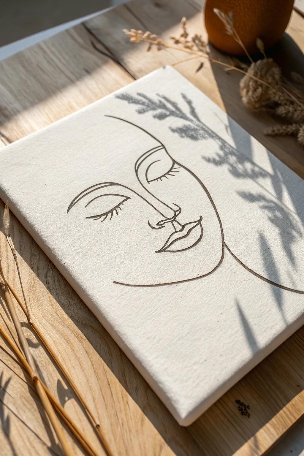 Embrace the tranquility of simplicity through this refined linear art masterpiece.