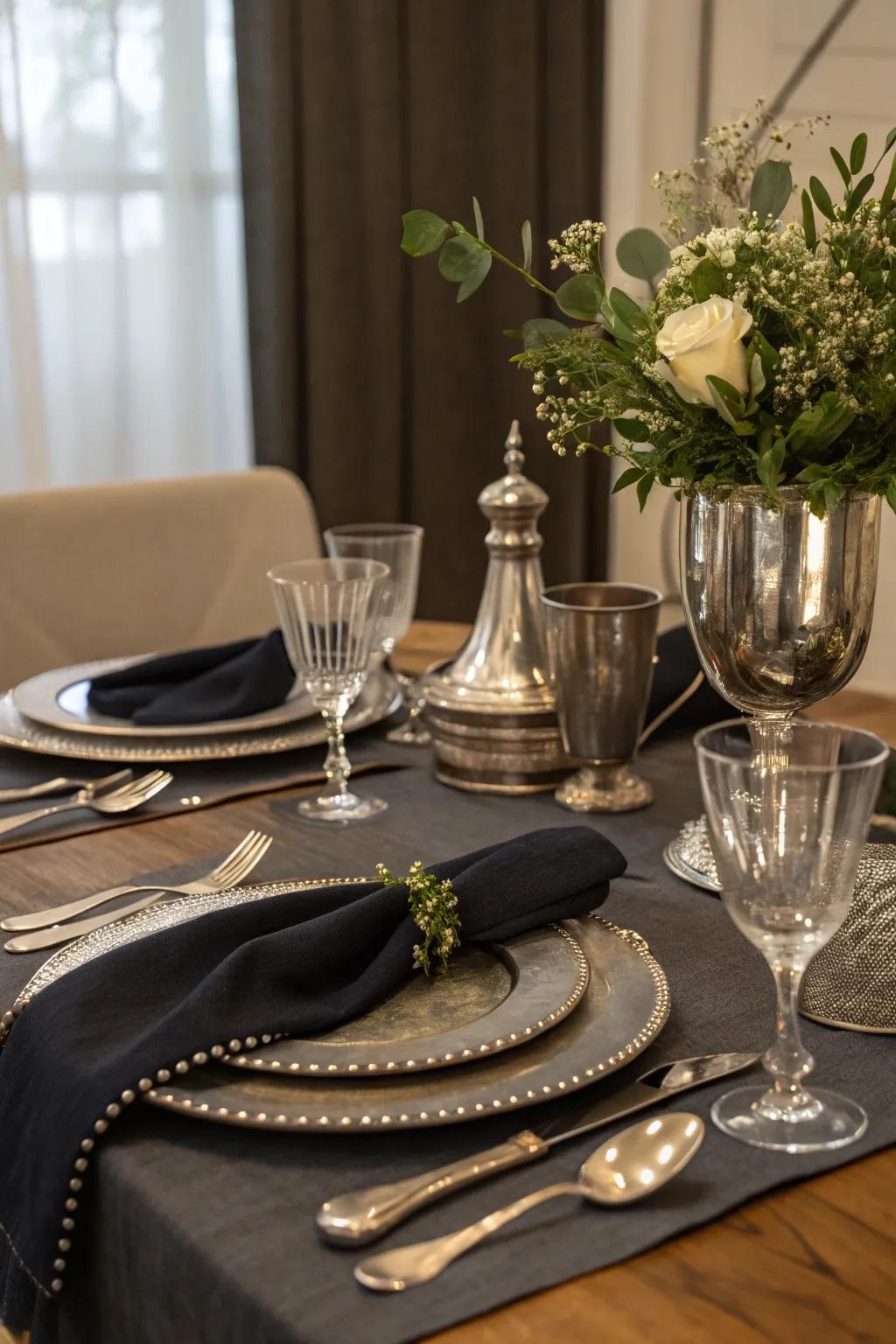 Chic table settings finalize the aesthetic.