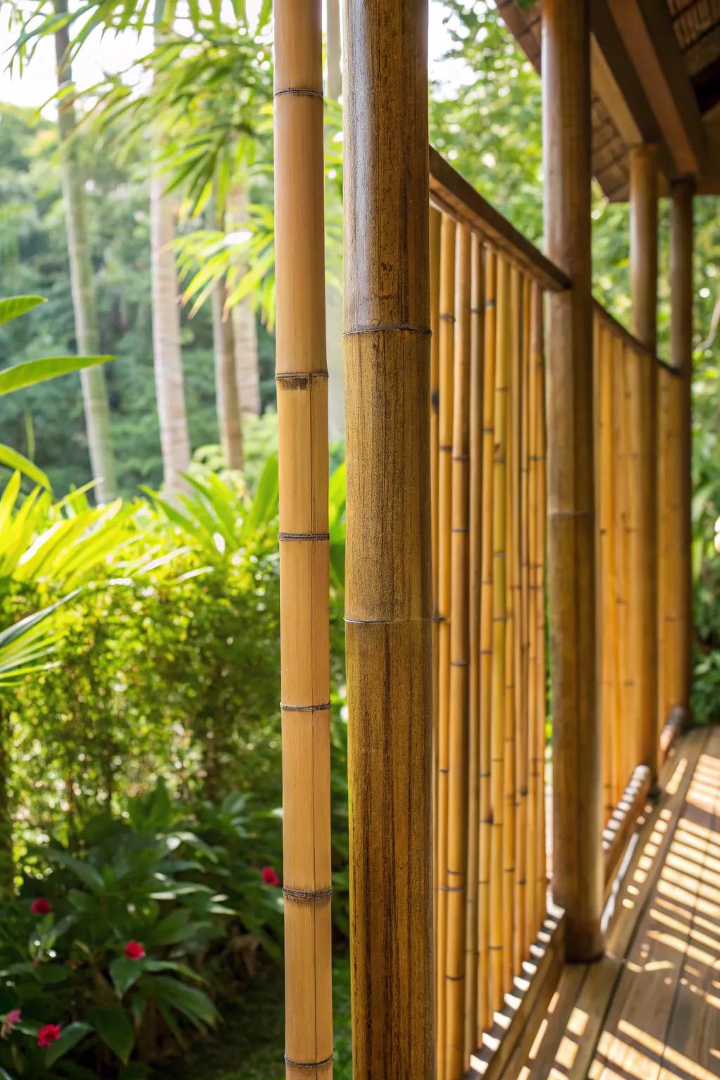 Convert your outdoor setting into a tropical sanctuary with a stylish bamboo screen.
