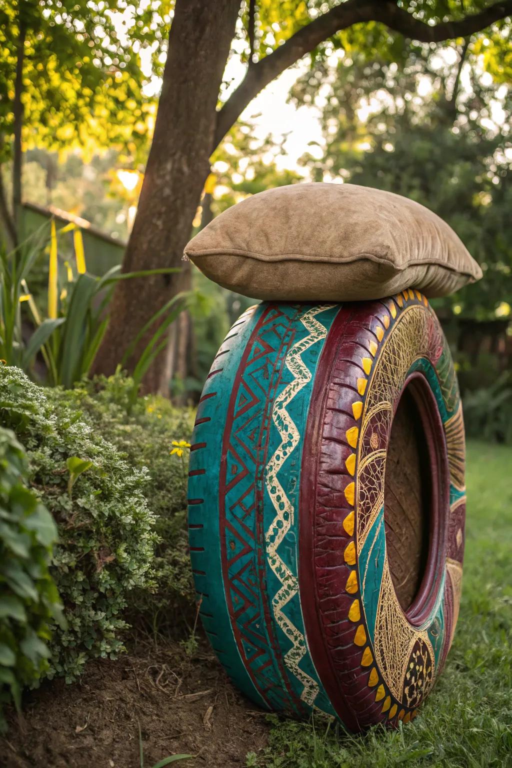 Transform your garden into a bohemian haven with this handcrafted outdoor seating masterpiece.