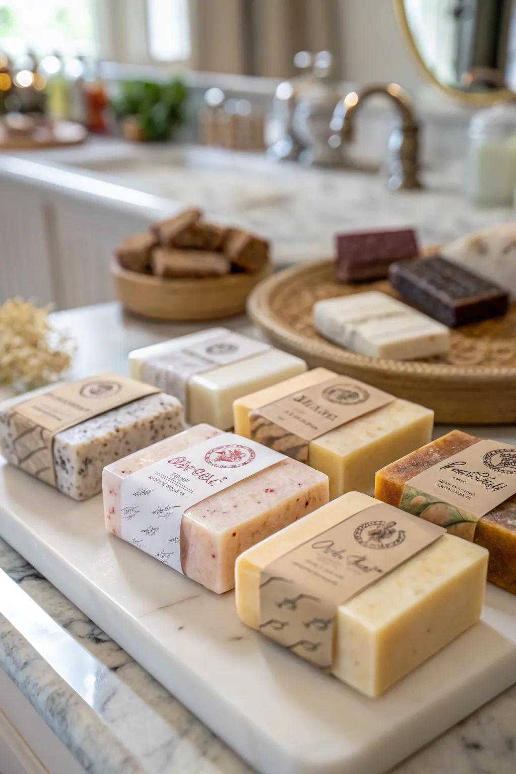 Luxurious bespoke cleansing bars, a considerate and refined favor for baptisms.