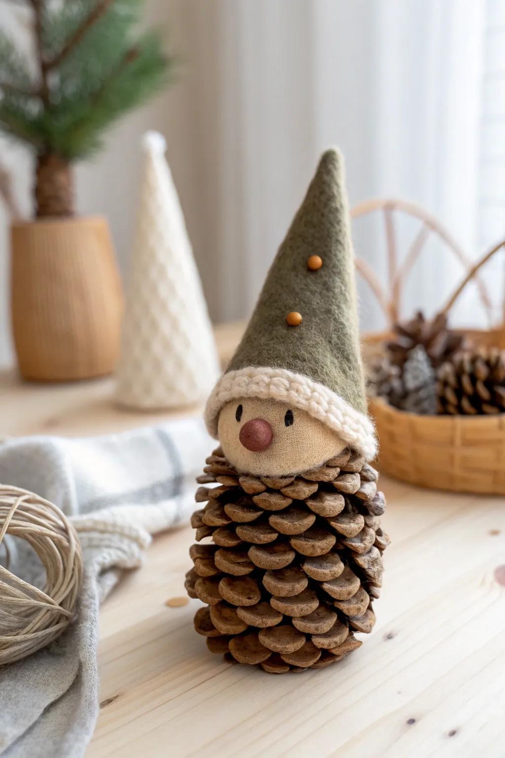 Infuse an element of enchantment into your abode with these charming pinecone gnomes, merging Scandinavian minimalism with Boho charm.