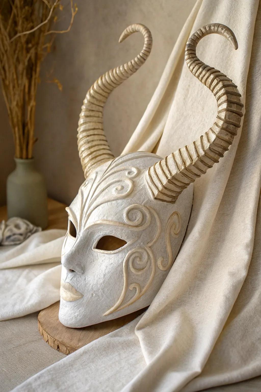 Appreciate the mythical appeal with this uniquely crafted plaster form, a blend of minimalist design and bohemian charm.
