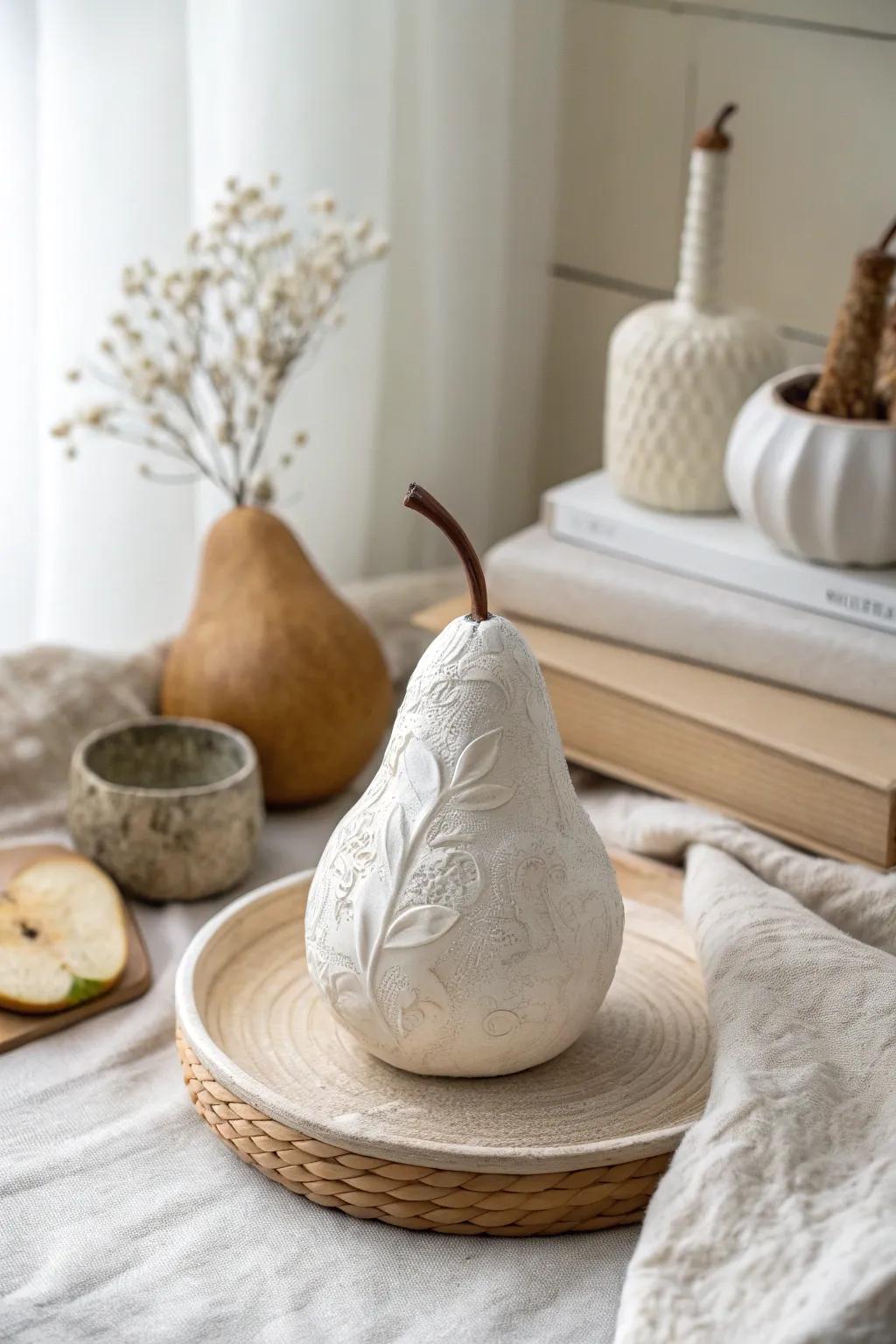 Elevate your culinary space aesthetic through the enduring sophistication of compound fruit sculptures.