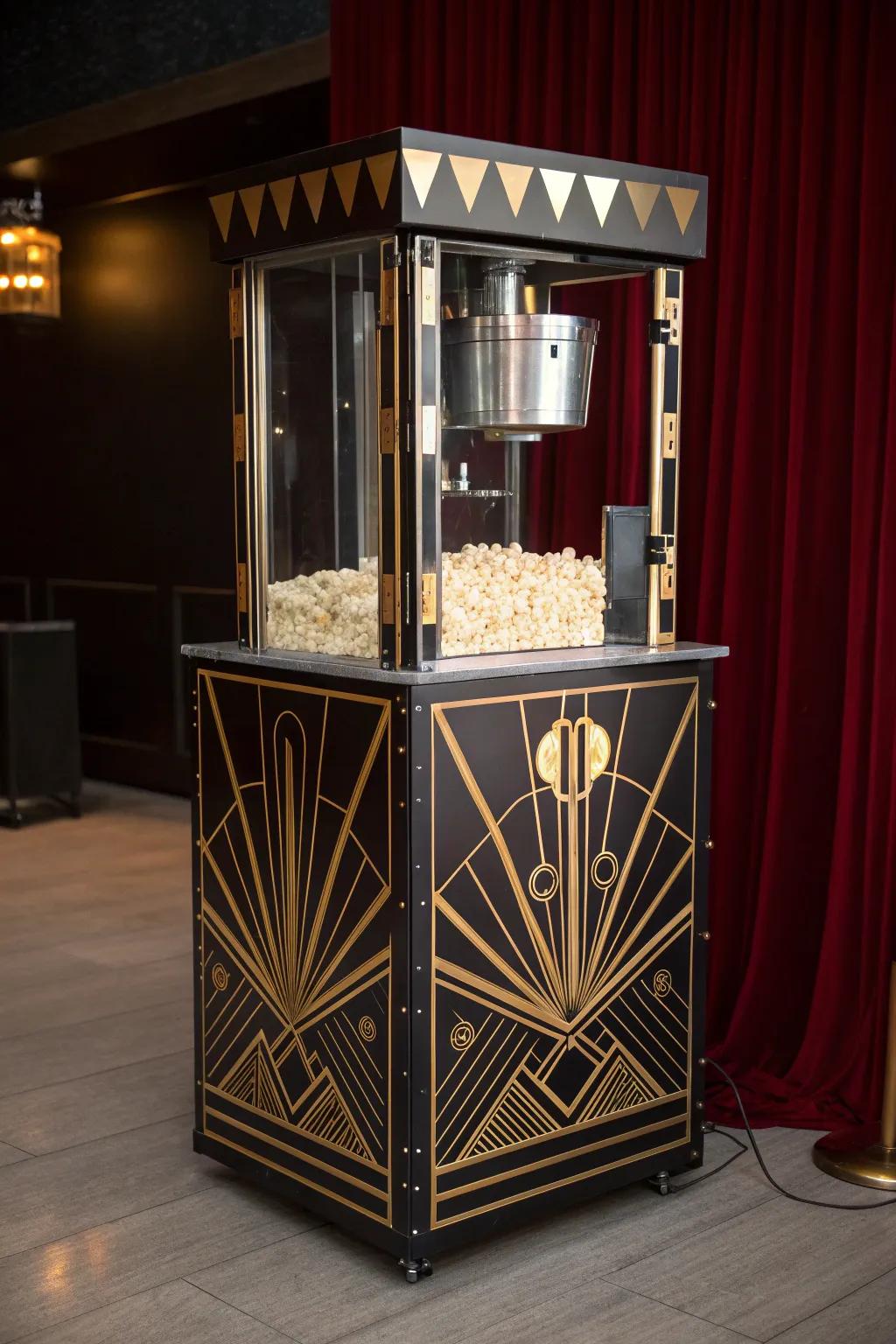 Journey back in time with this remarkable Art Deco popcorn station, where refinement converges with artistry.