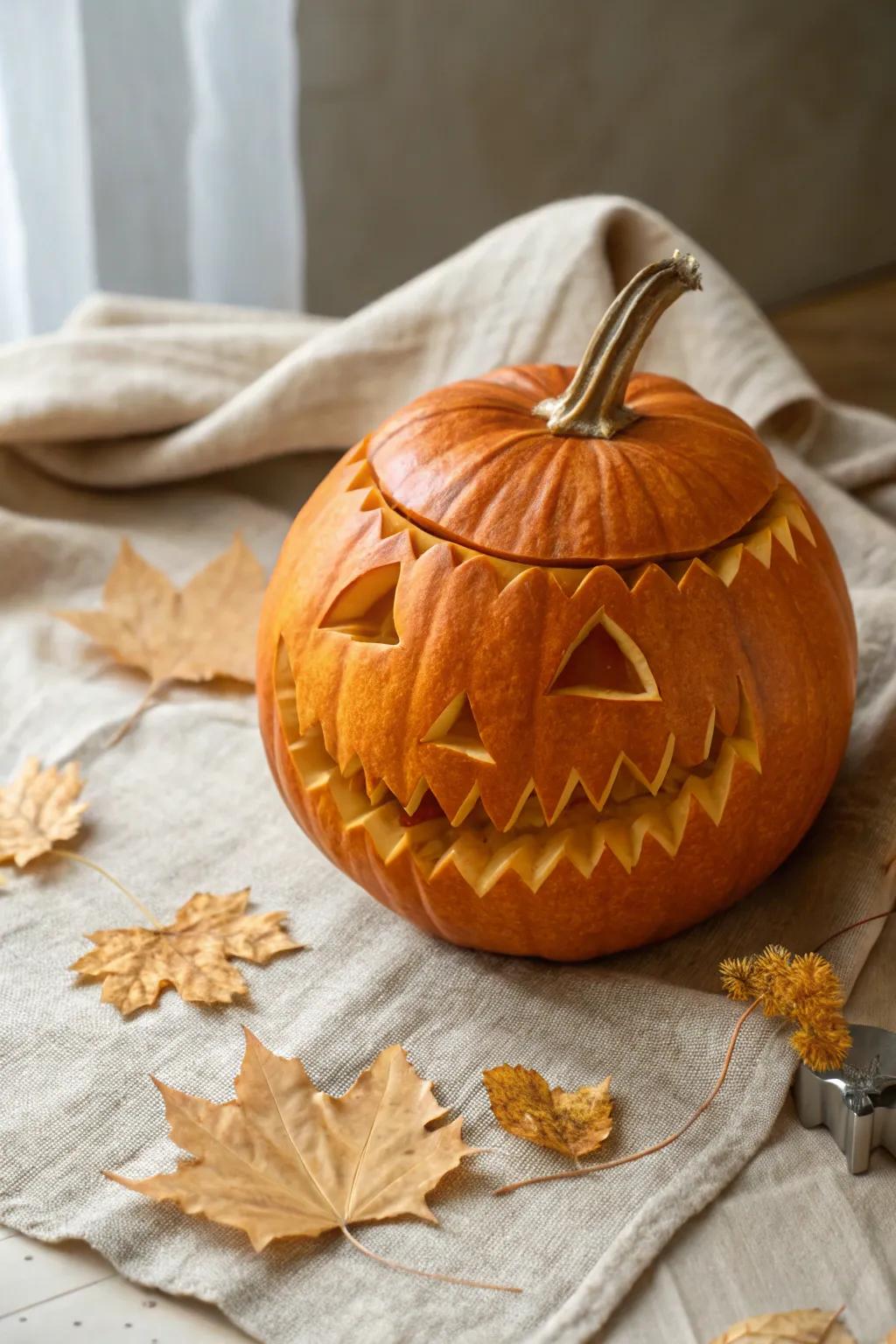 Embrace the enchantment of autumn through this whimsical undulating denture gourd motif, ideal for a hint of playful charm in your minimalist ornamentation!