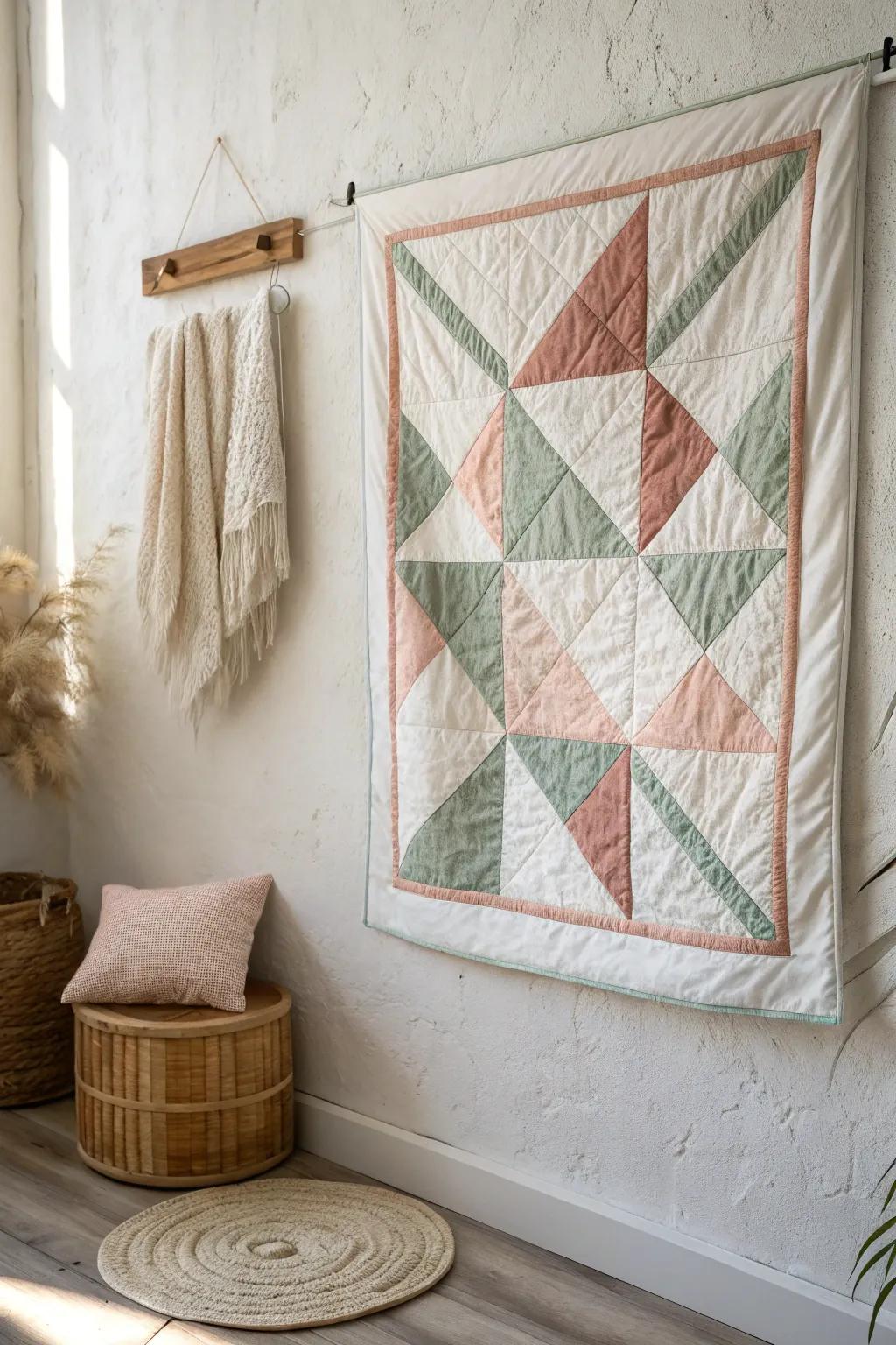 Elevate your space with a touch of cozy sophistication by converting your quilt into captivating wall-mounted artistry.