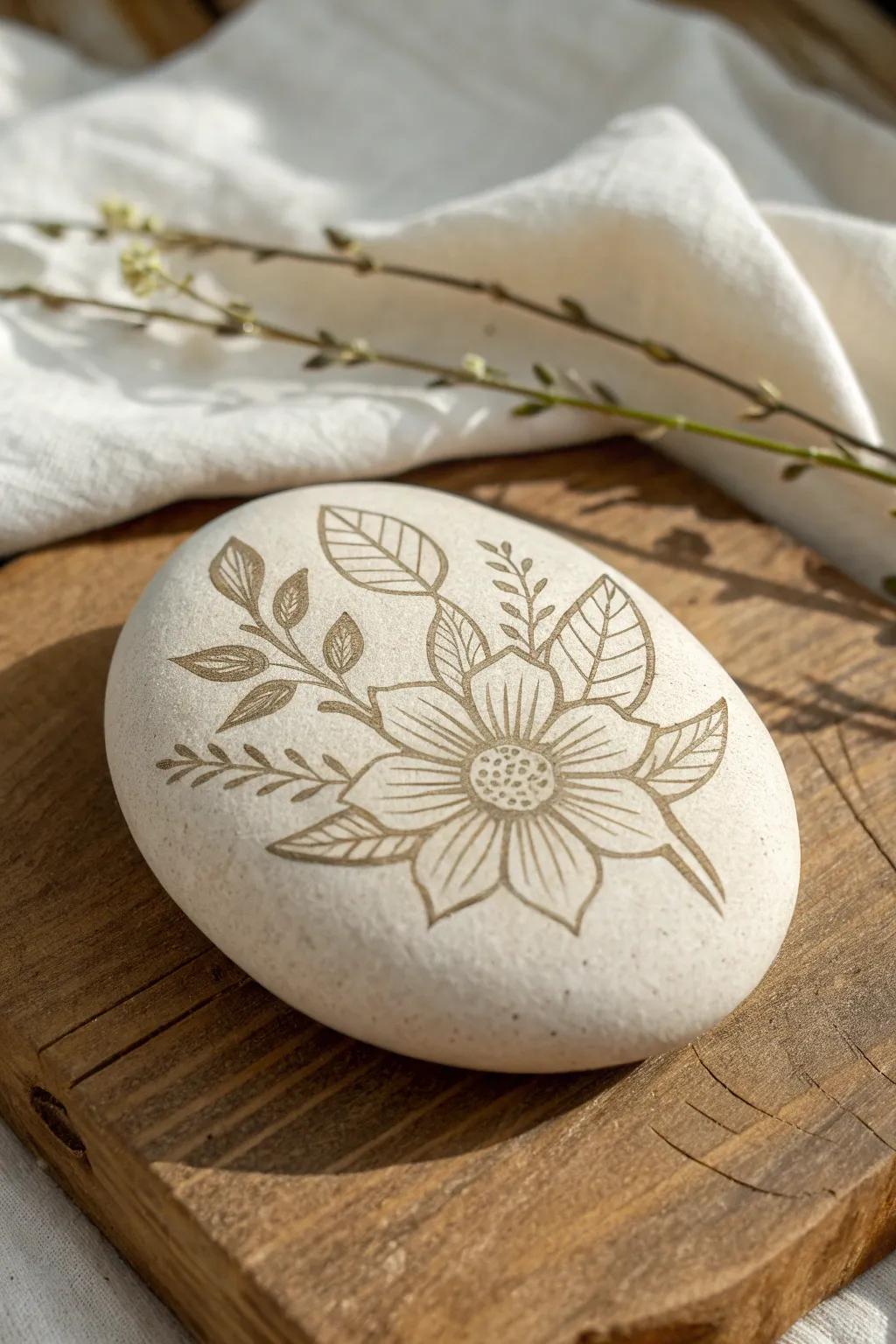 Welcome the timeless elegance of nature with elaborately etched botanical motifs on stone.