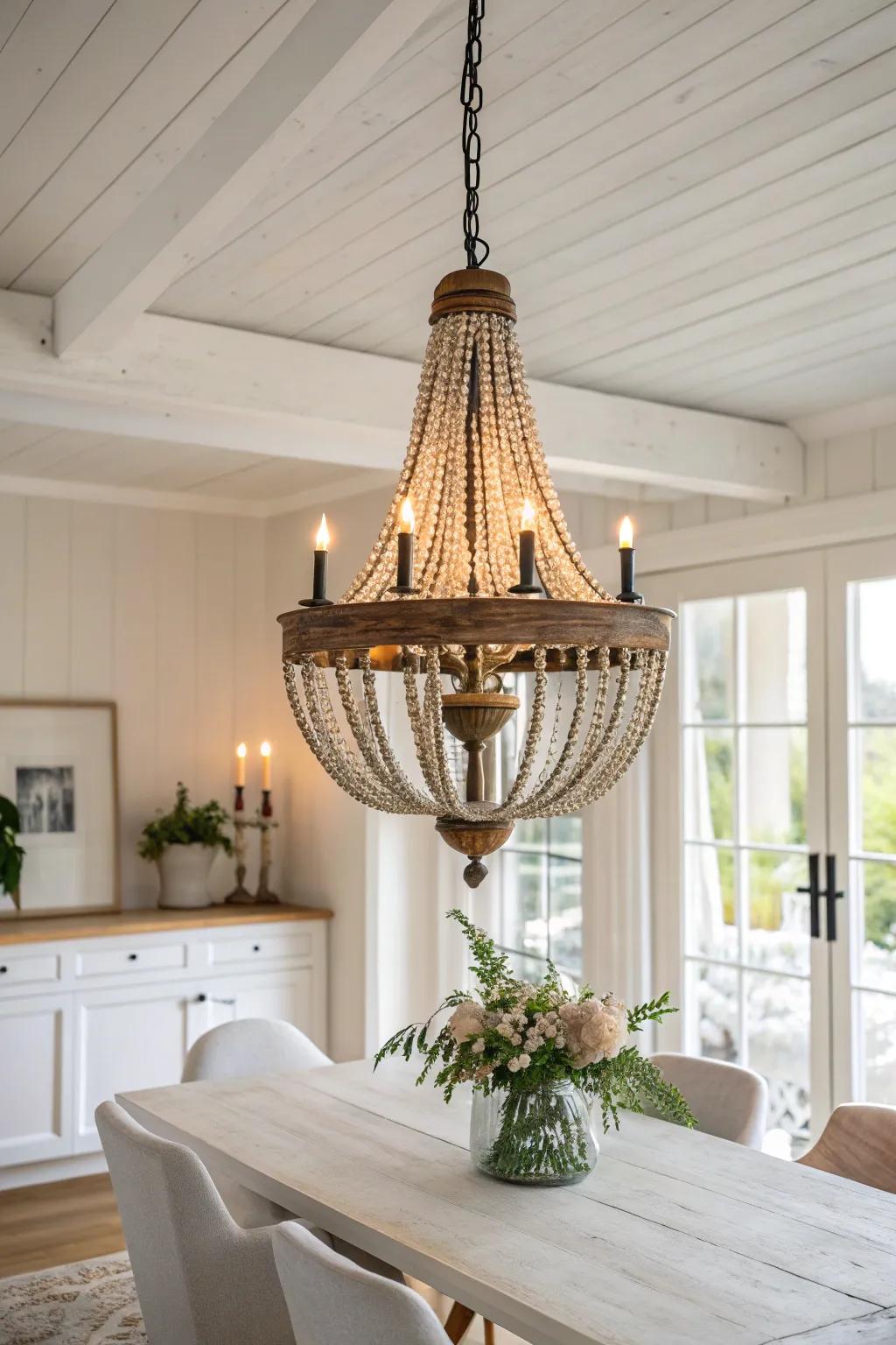 Transform your dining room with the elegant charm of an old-fashioned chandelier.