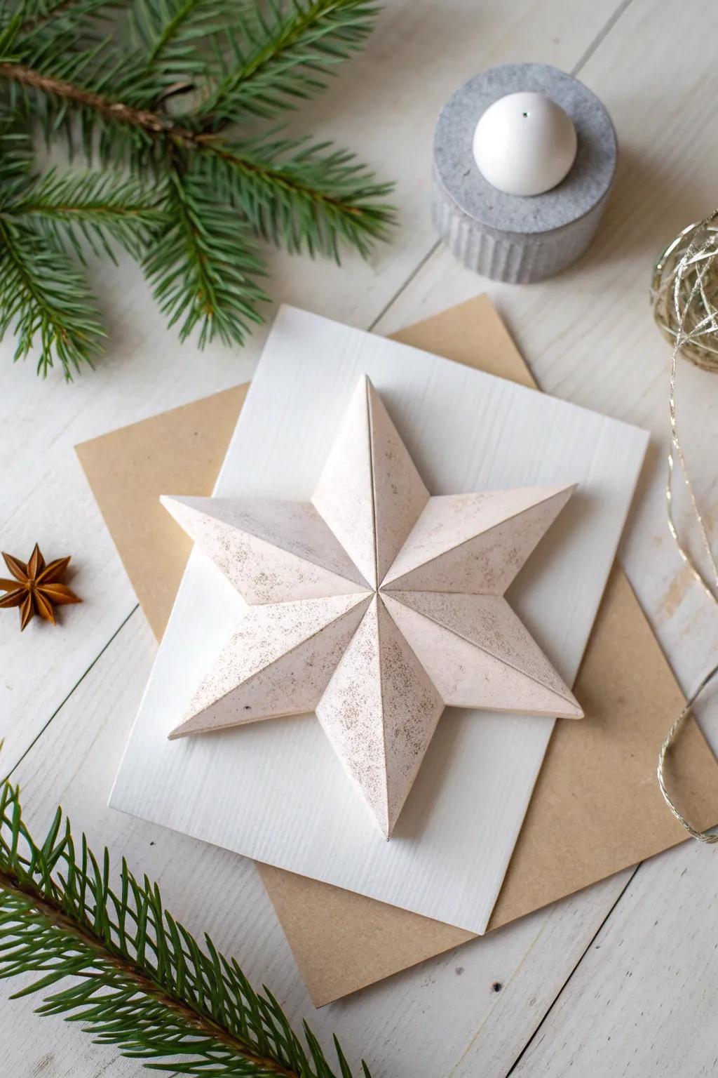 Append a trace of enchantment to your yuletide greetings via sophisticated 3D asterisk configurations, impeccable for a minimalist and bohemian-inspired holiday season.