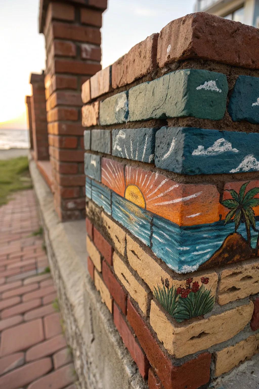 Transform your bricks into narrative canvases with vibrant mini murals.