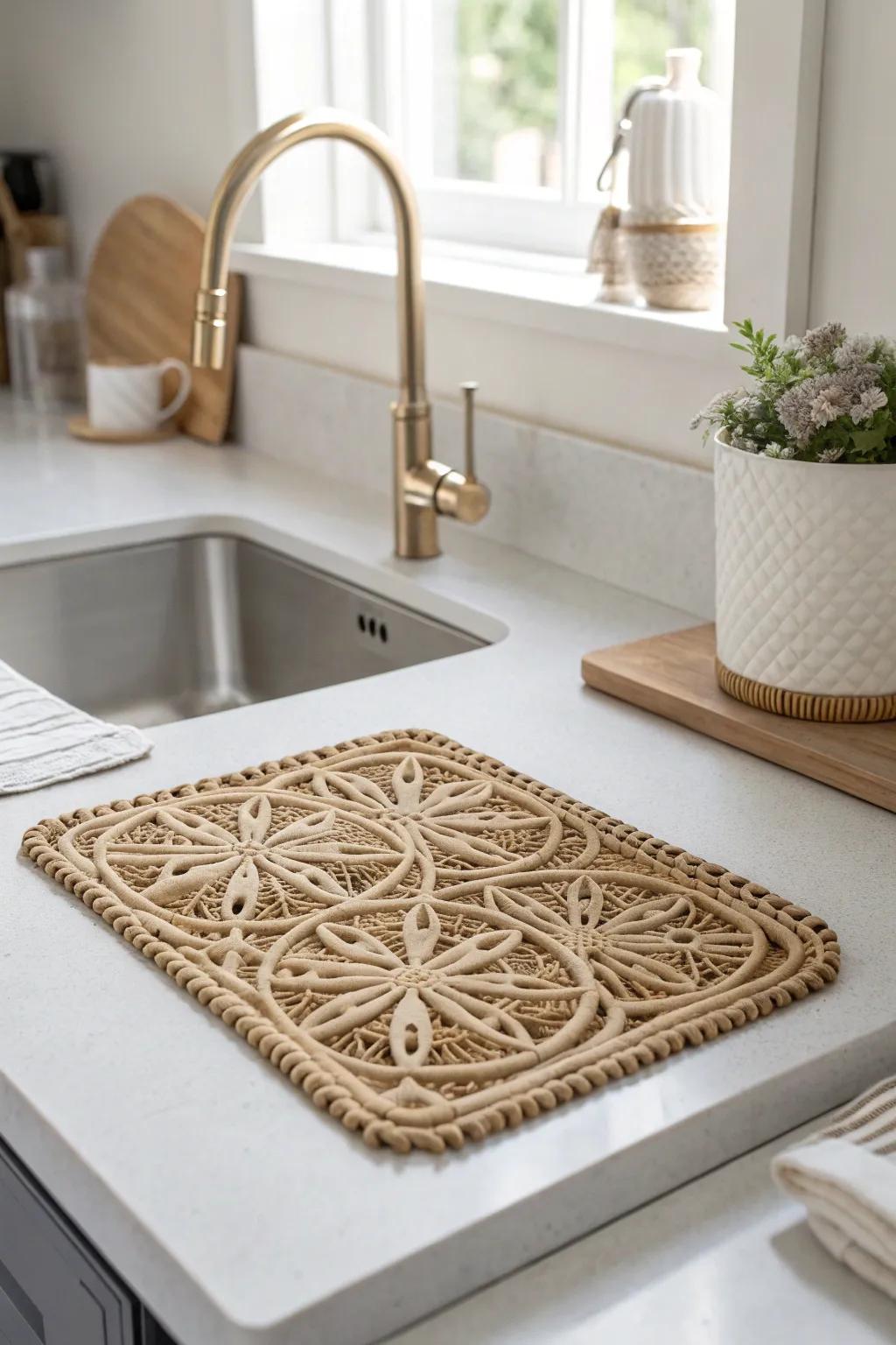 Infuse a touch of style and utility into your kitchen with a raised sink cover that catches drips with elegance. 🌿✨