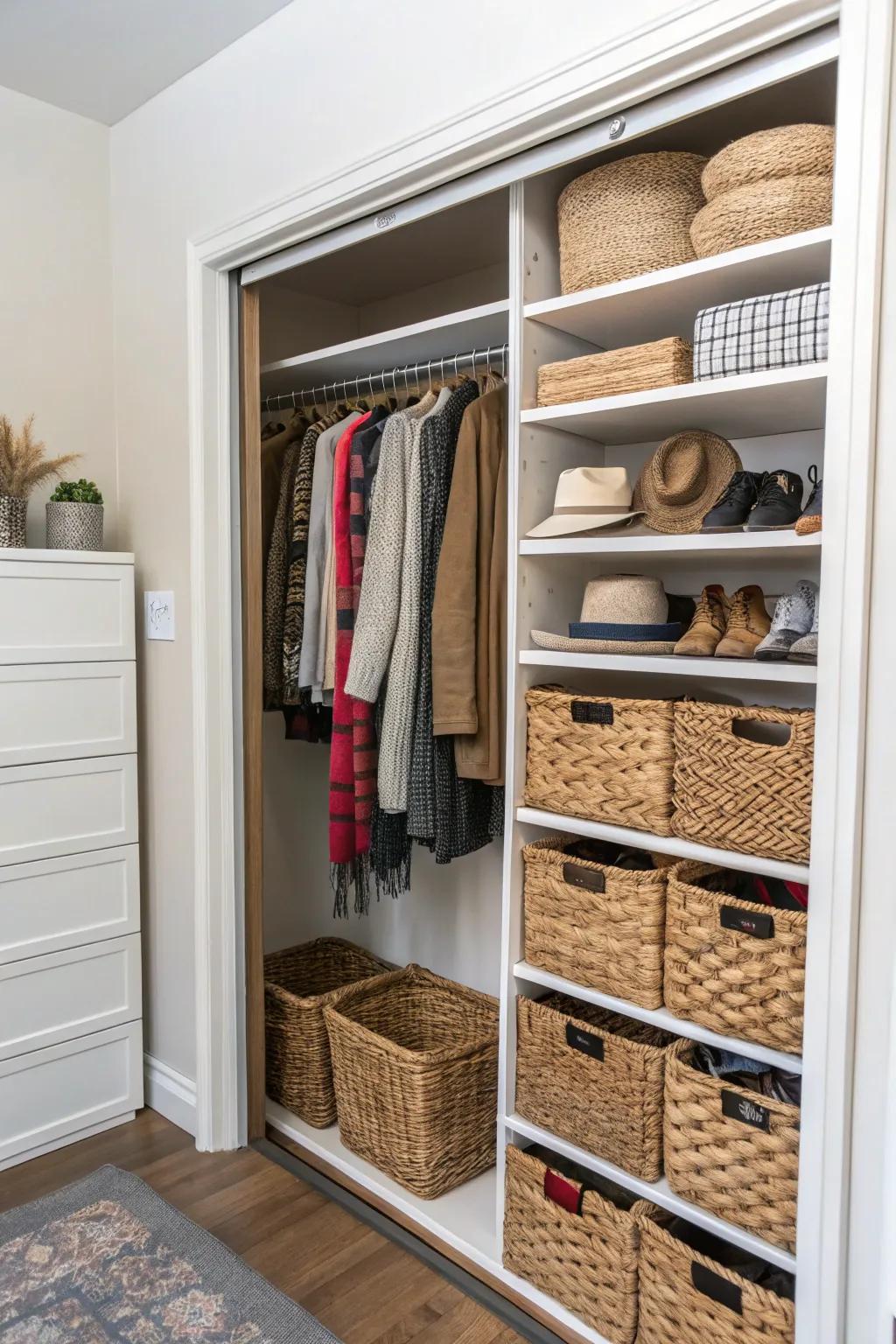 Basket additions offer elegant and adaptable storage.