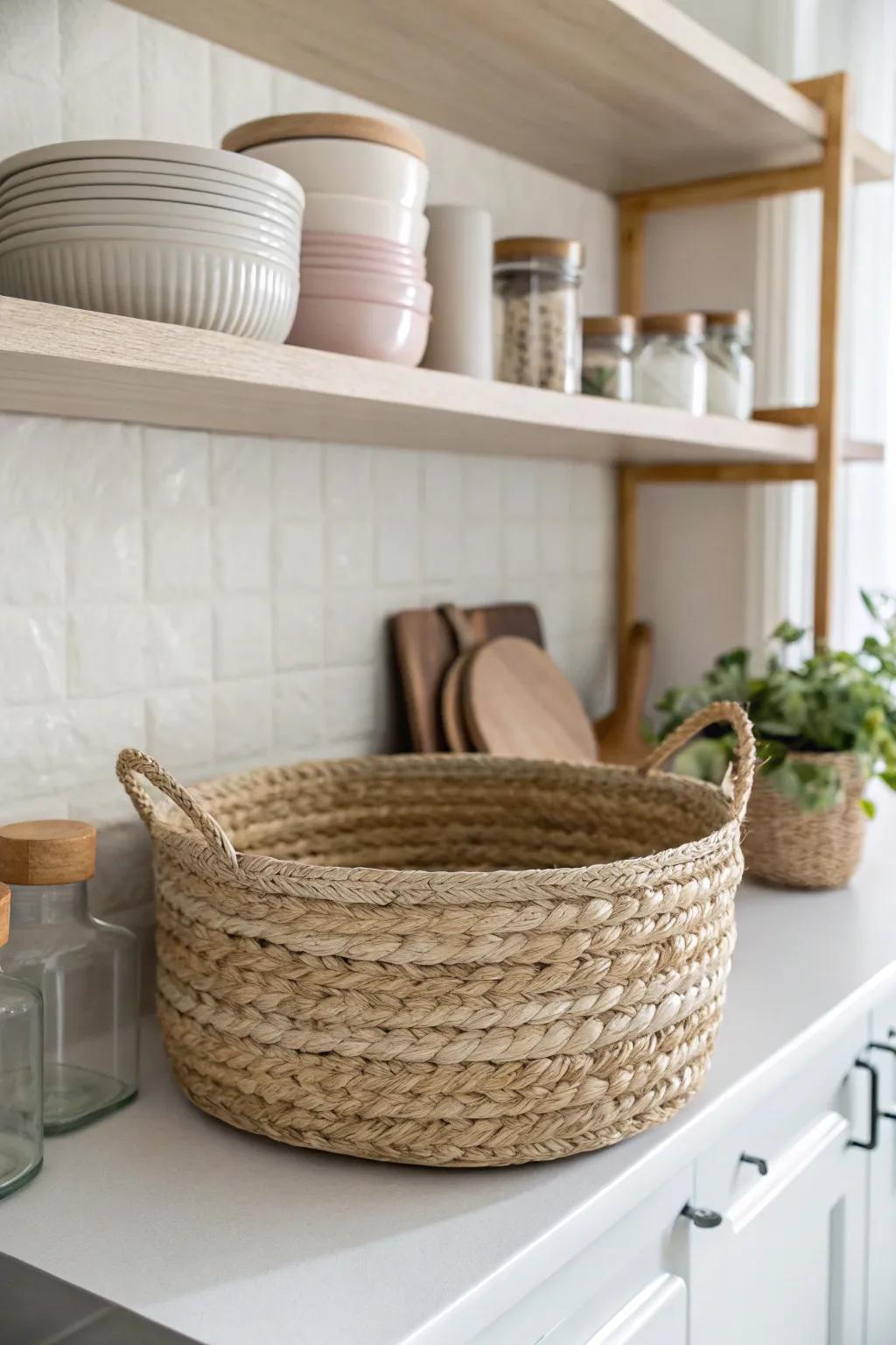 Enhance the allure of your cooking area with the enduring elegance and usefulness of woven containers.