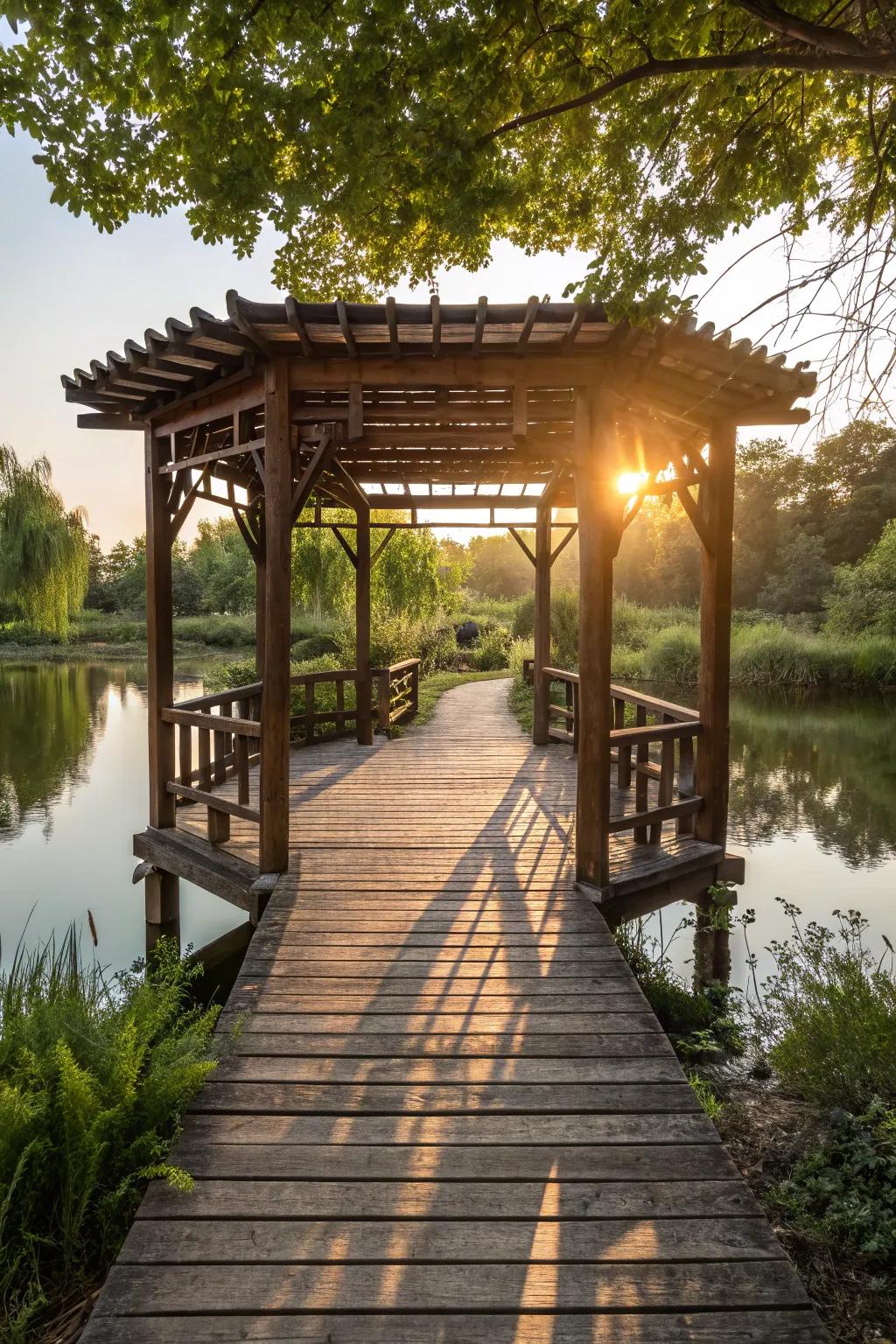 Transform your dock into a shaded hideaway through a bespoke pergola.