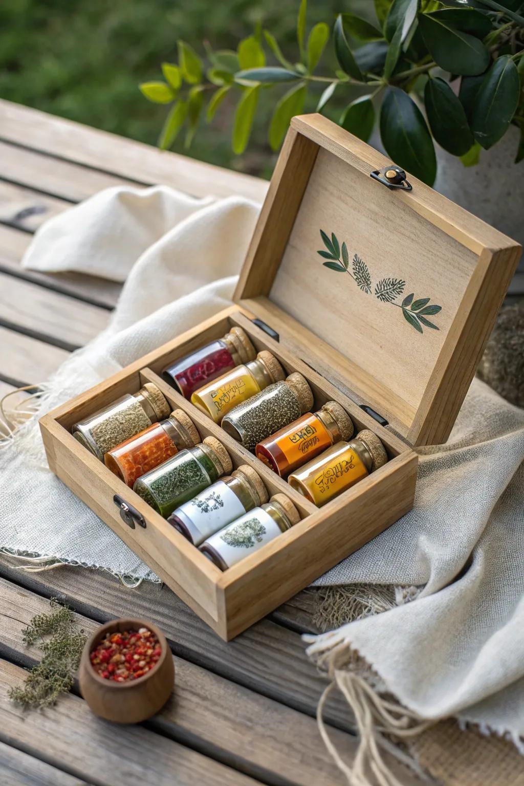 Elevate your campsite cuisine with this elegant and small seasoning package, blending minimalist design with innate beauty for your outdoor adventures.