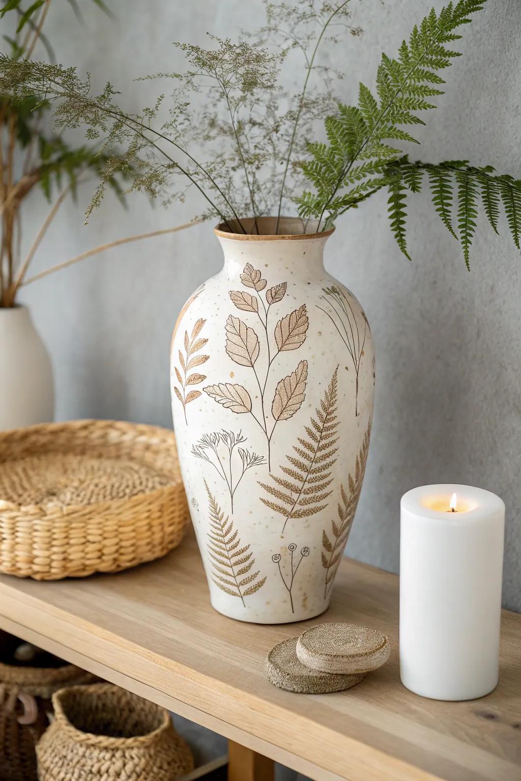 Transform your space into a serene retreat with botanical stencil designs.