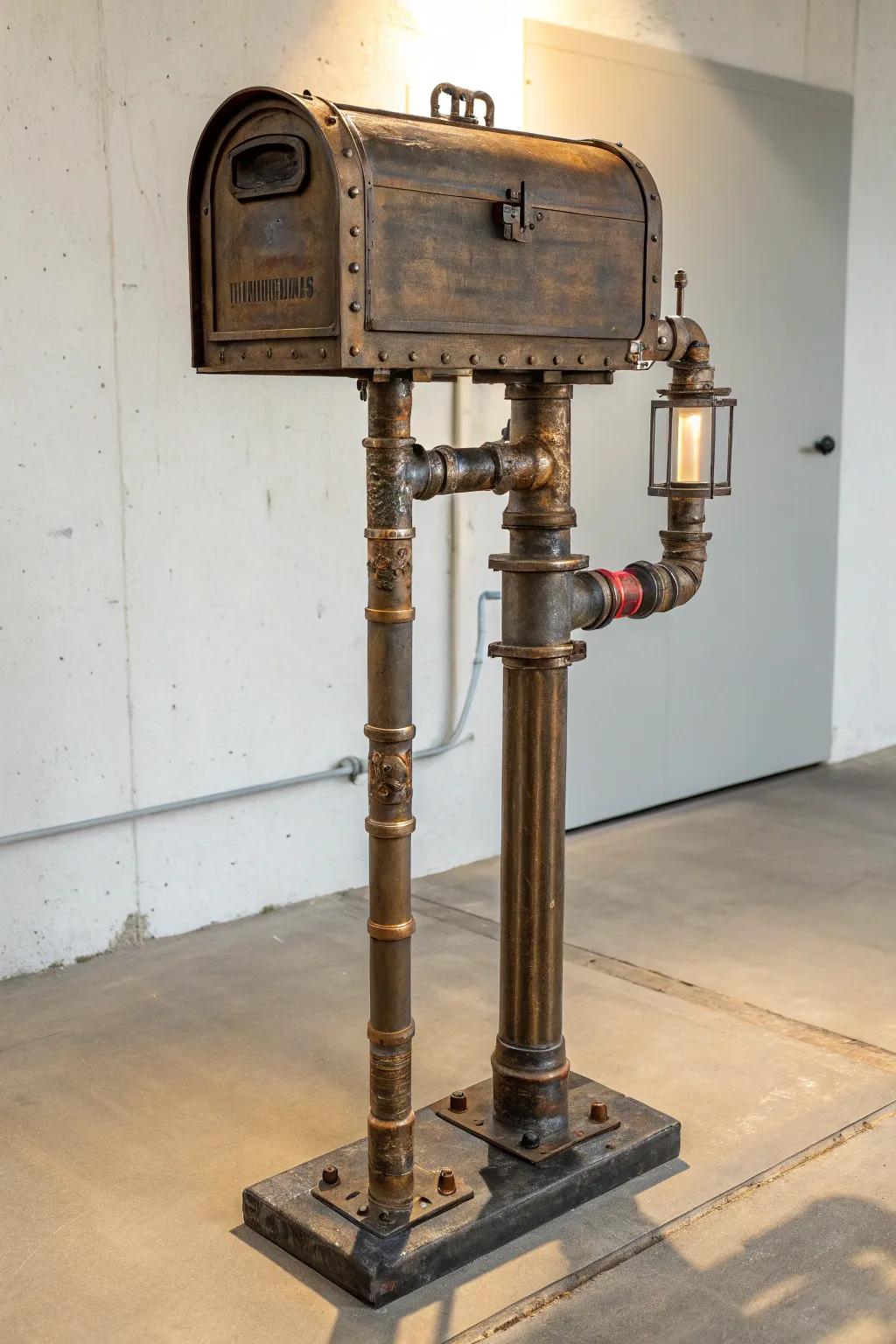 Uplift your frontage allure with a mechanistic chic mail pillar fashioned from vintage conduits.