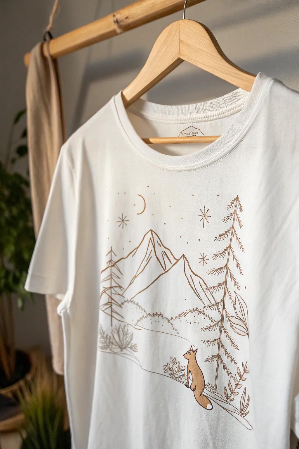 Embrace the tranquility of nature with this elegantly crafted t-shirt design, where simplicity meets the outdoors.