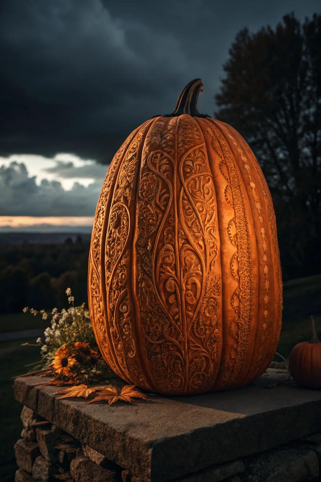 Behold the Majesty: A Towering Gourd, Elegantly Carved to Perfection.