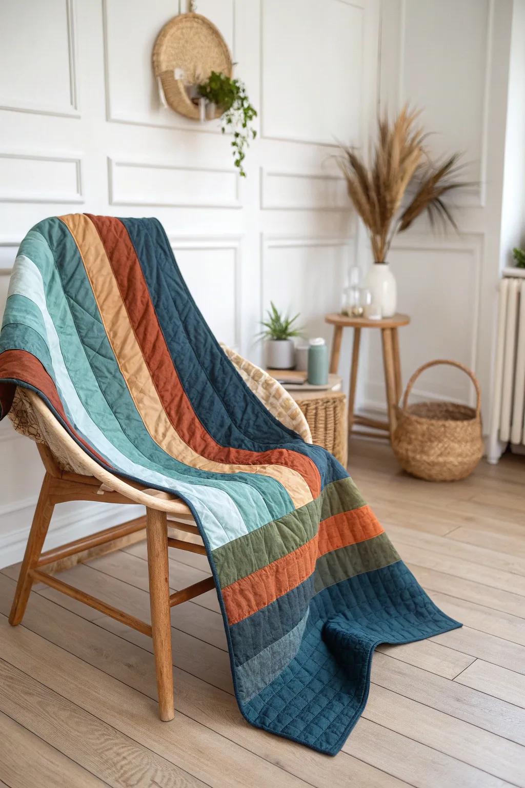 Elevate your area through a temperature quilt that interweaves the story of nature's shades into artistic stripes.