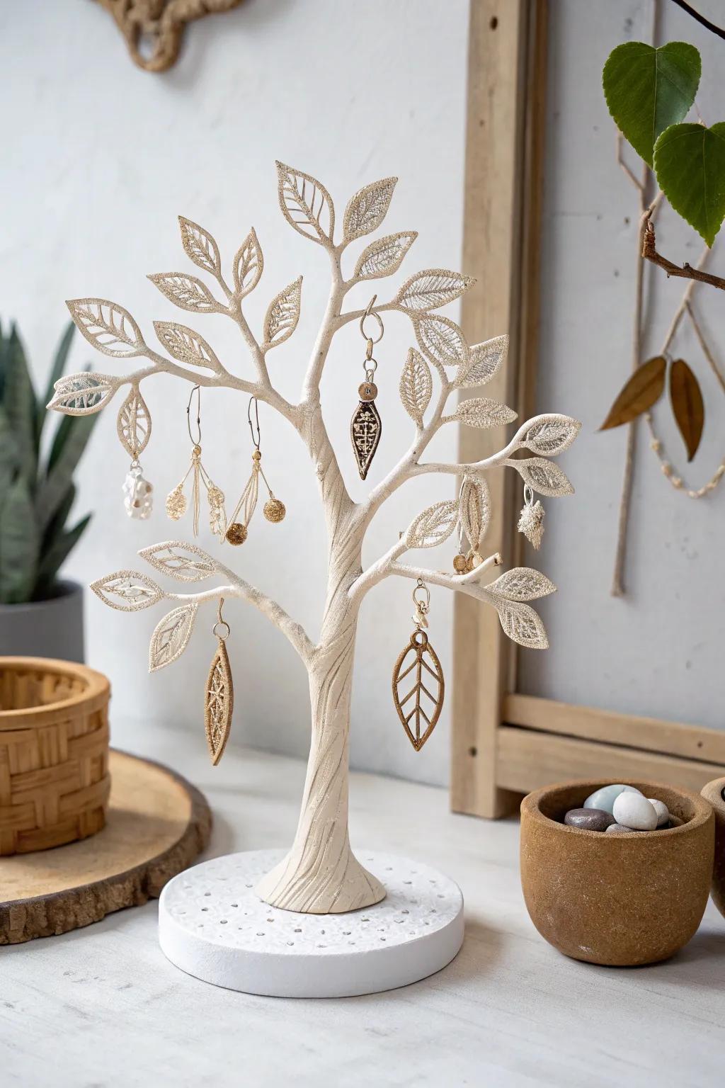 Showcase your style with a handcrafted clay earring showpiece—where beauty meets organization.