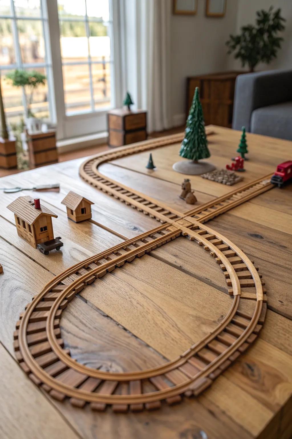 Master the rails: Interact with every curve and bend of this artistically designed rail system.