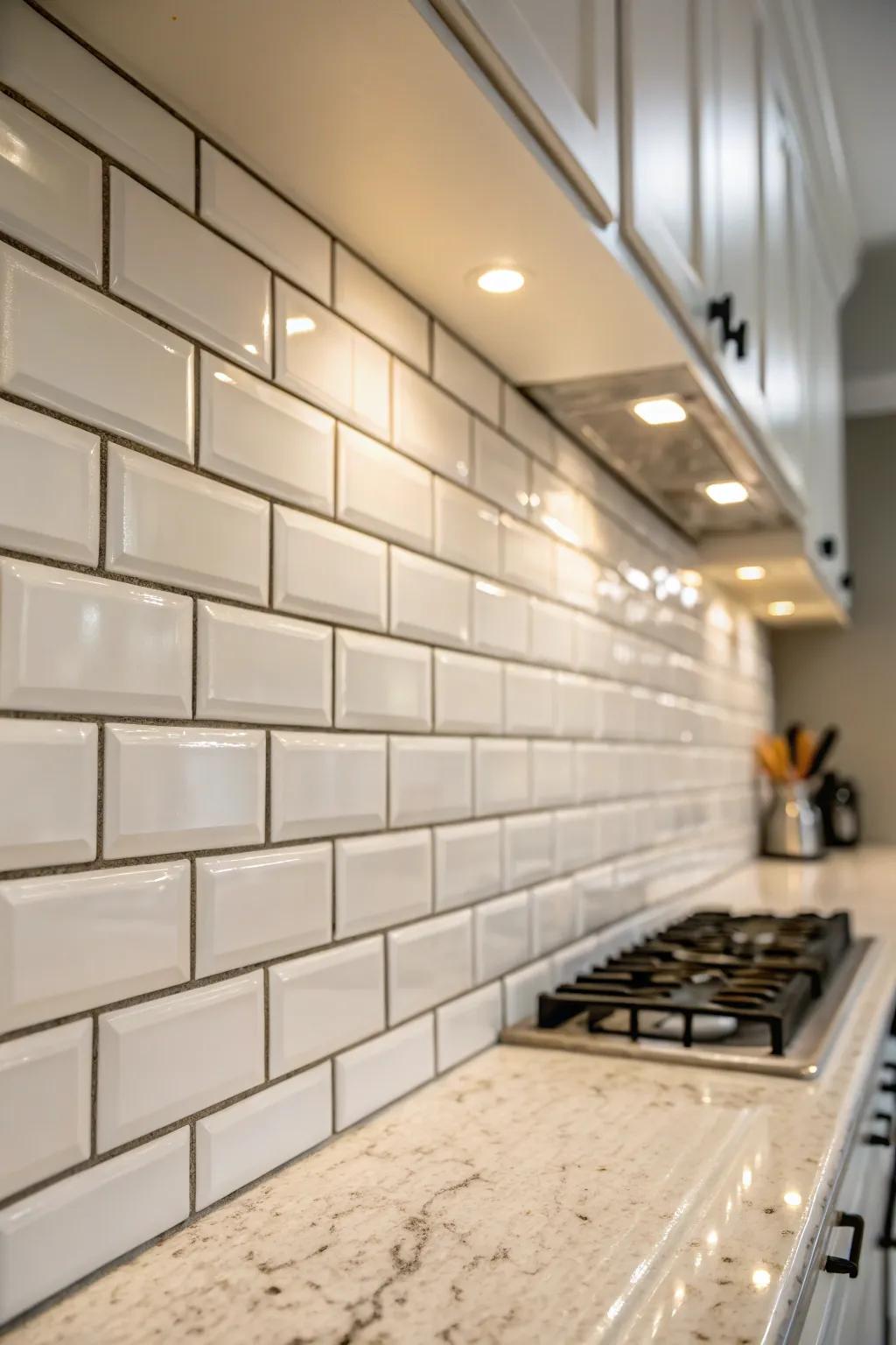 Brick tiles provide a timeless backdrop in this kitchen.