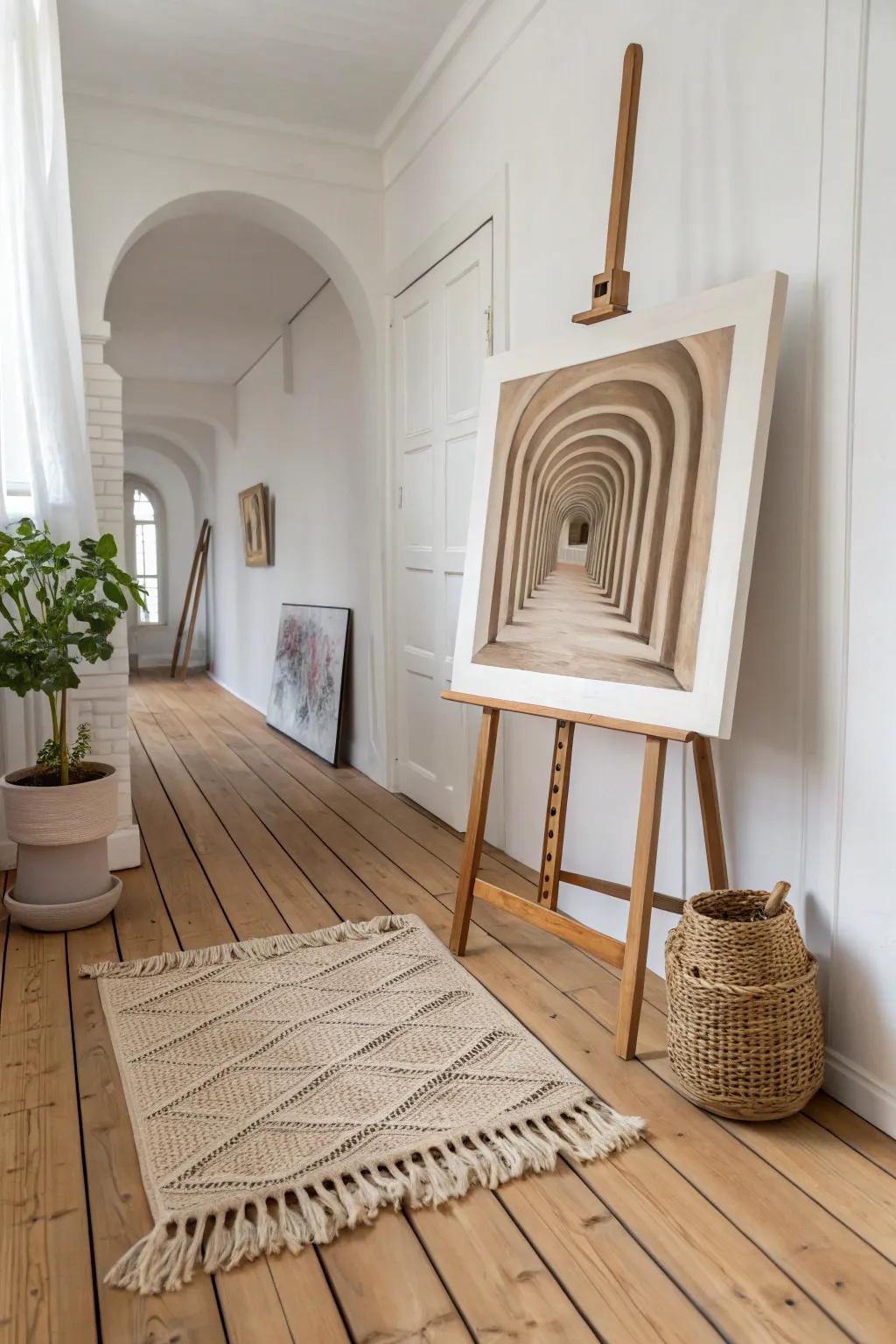Embark upon the realm of perspective through this mesmerizing three-dimensional optical deception, impeccably suited for igniting discourse within any minimalist ambiance.