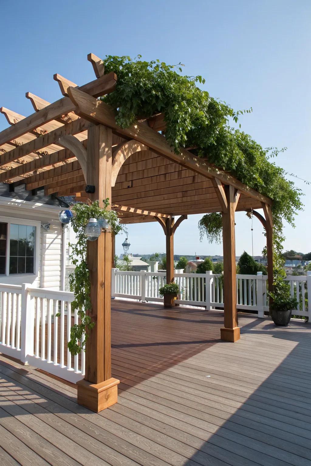 Elevate your outdoor area with a striking overhead structure: where artistry meets nature.