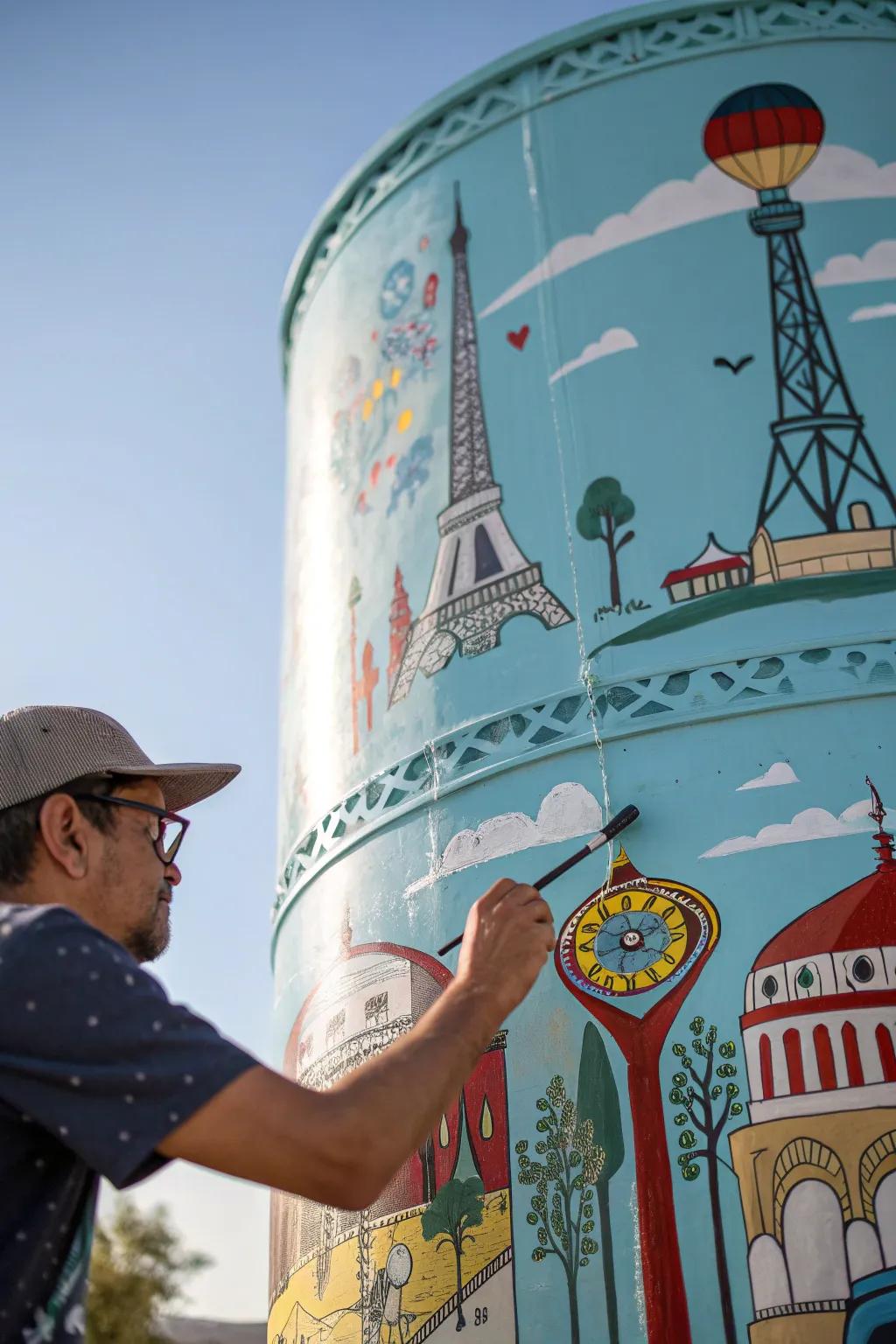 Transforming a water container into a canvas of cultural pride and craftsmanship.