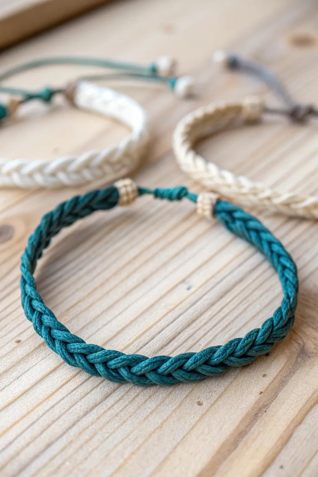 Value the sophistication of simplicity with a contorted cord bracelet that communicates volumes in texture and coloration.