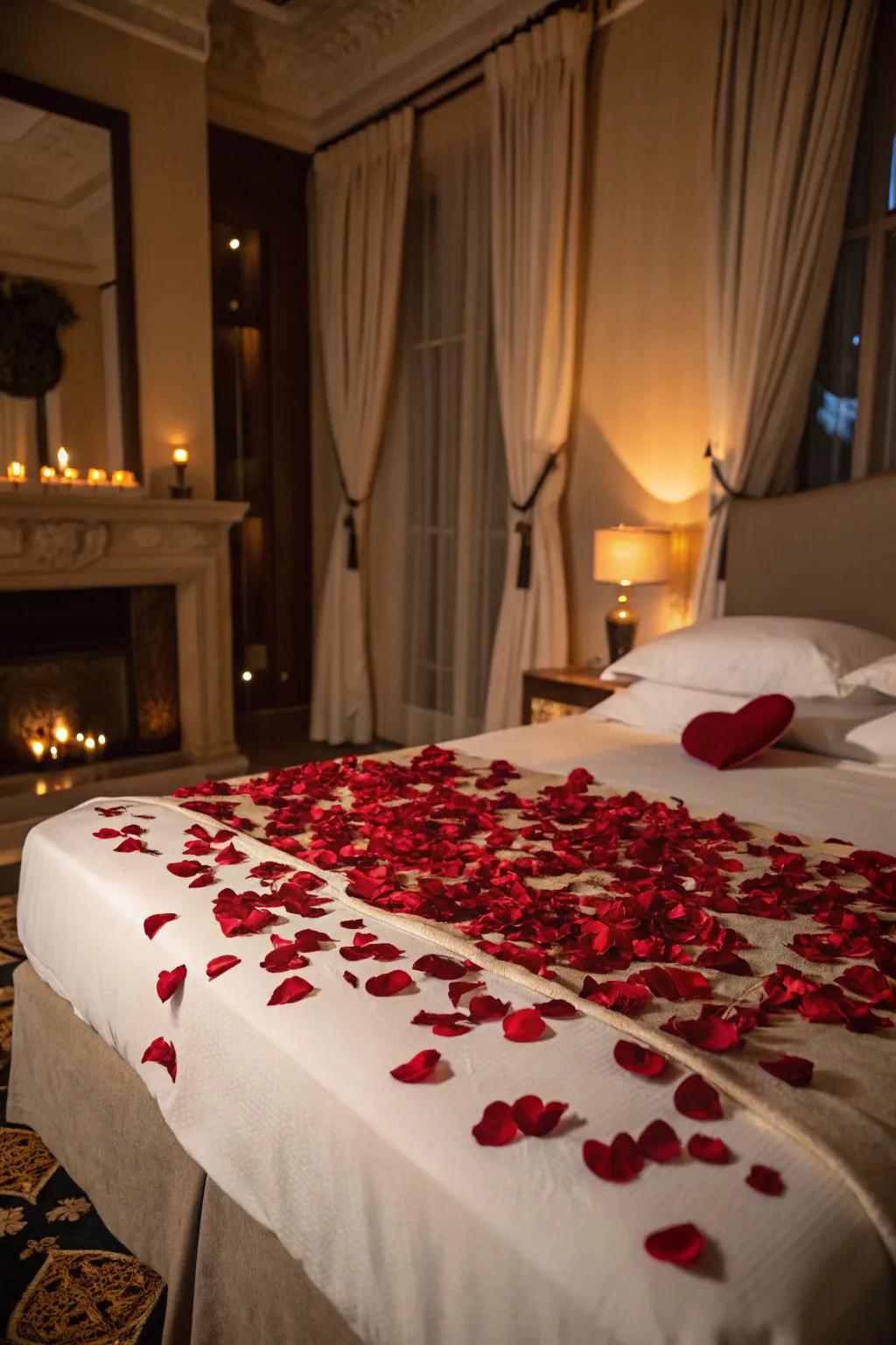 Rose flakes fashion a timeless passionate gesture.