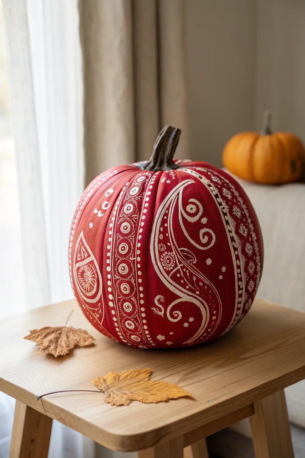 Add an element of Western style to your fall décor with a beautifully hand-painted headscarf pumpkin!