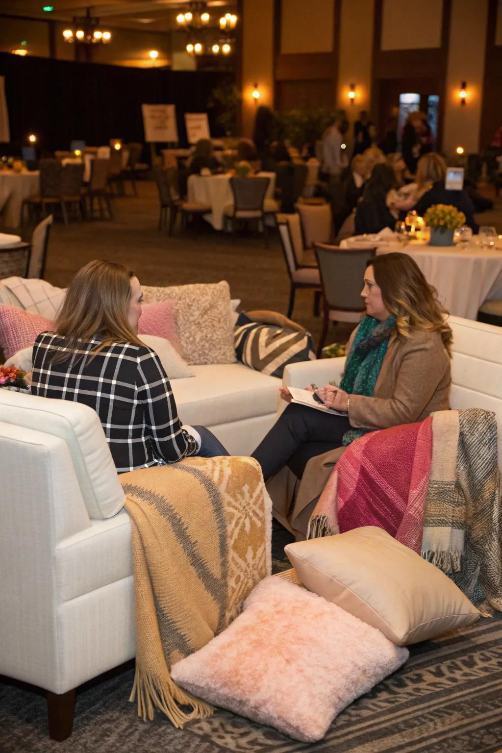 Cozy seating encourages leisure and chat.