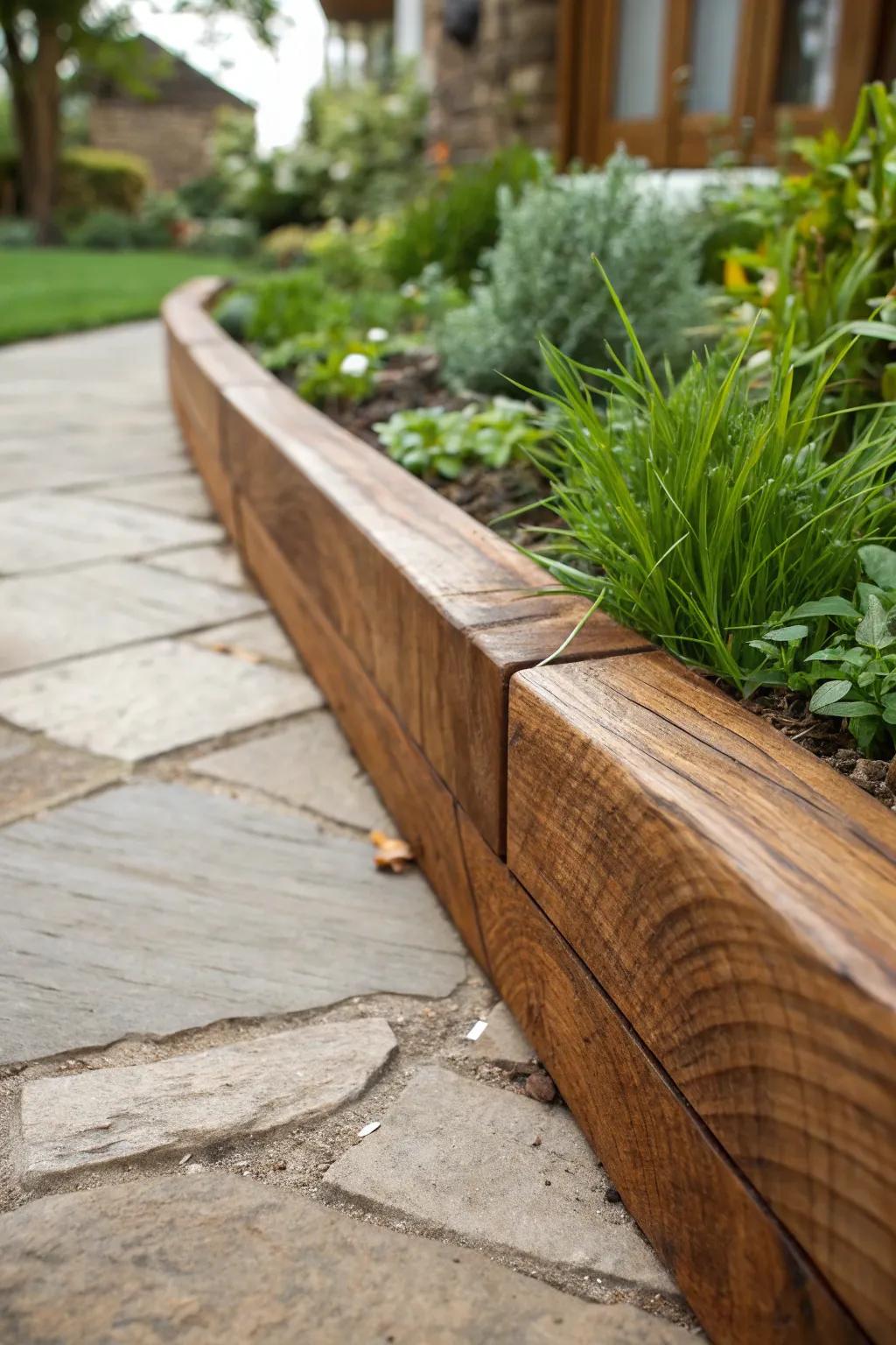 Enhance your garden's beauty through the splendor of handcrafted wood separators.
