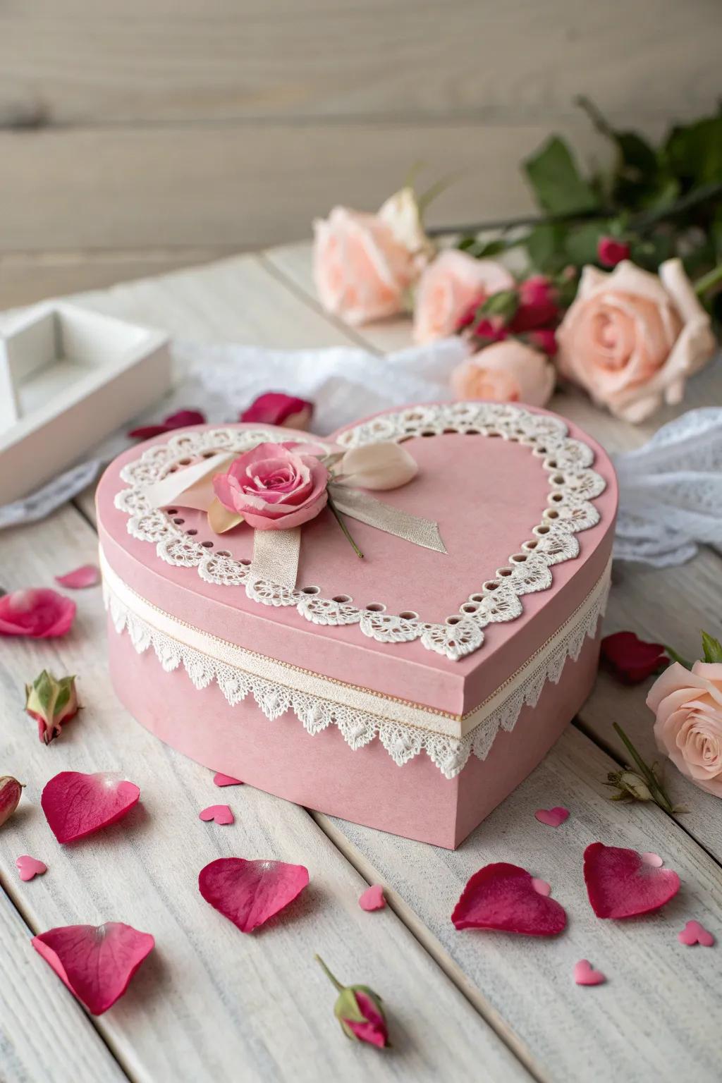 Embrace the allure of effortlessness with this rosy-hued heart container, optimal for a dash of Valentine's sophistication.