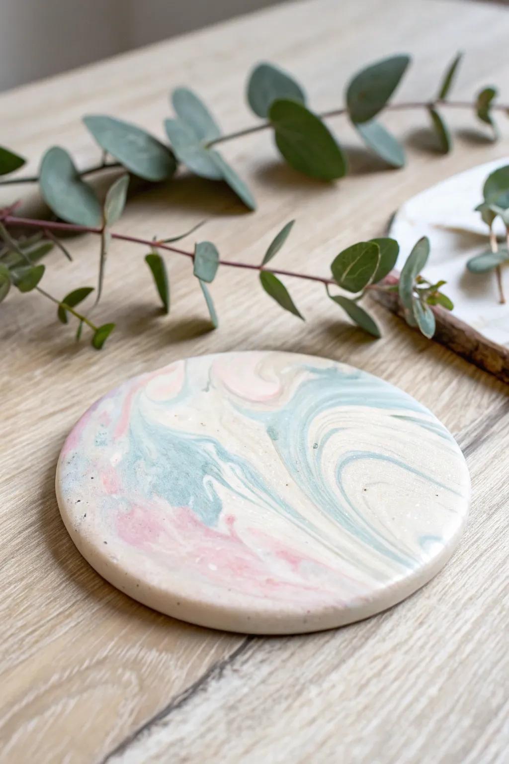 Elevate your coffee table with the serene elegance of handcrafted clay coasters.