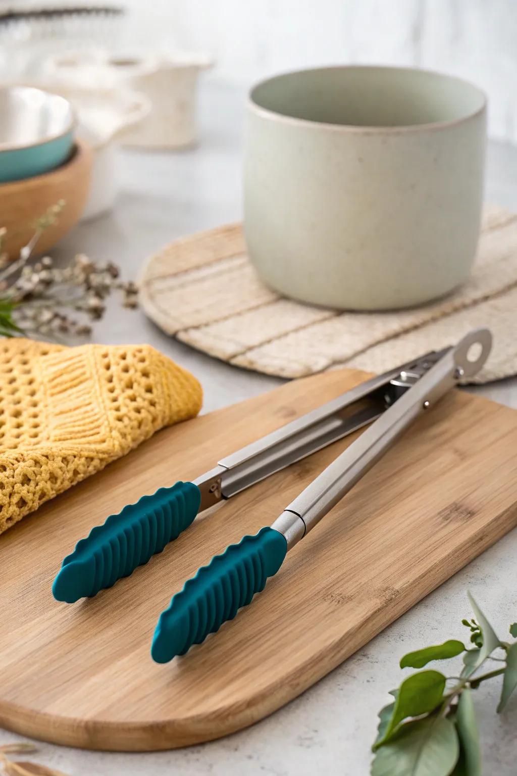 Upgrade your kitchen with these stylish and functional heat-resistant tongs, ideal for both safe and sophisticated serving.