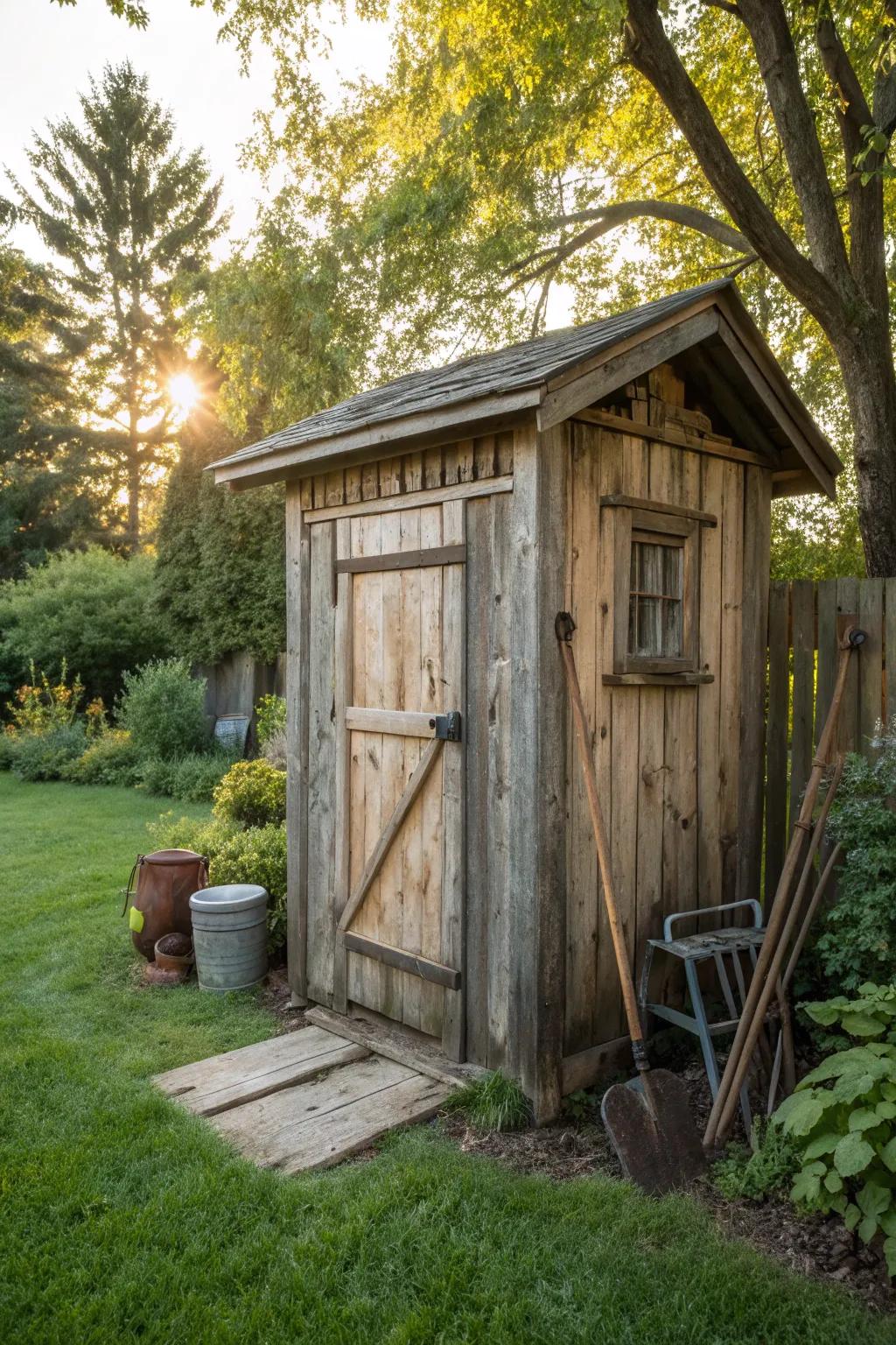 Unearth the artistry of craftsmanship with this homespun garden outbuilding, your impeccable landscape refuge.