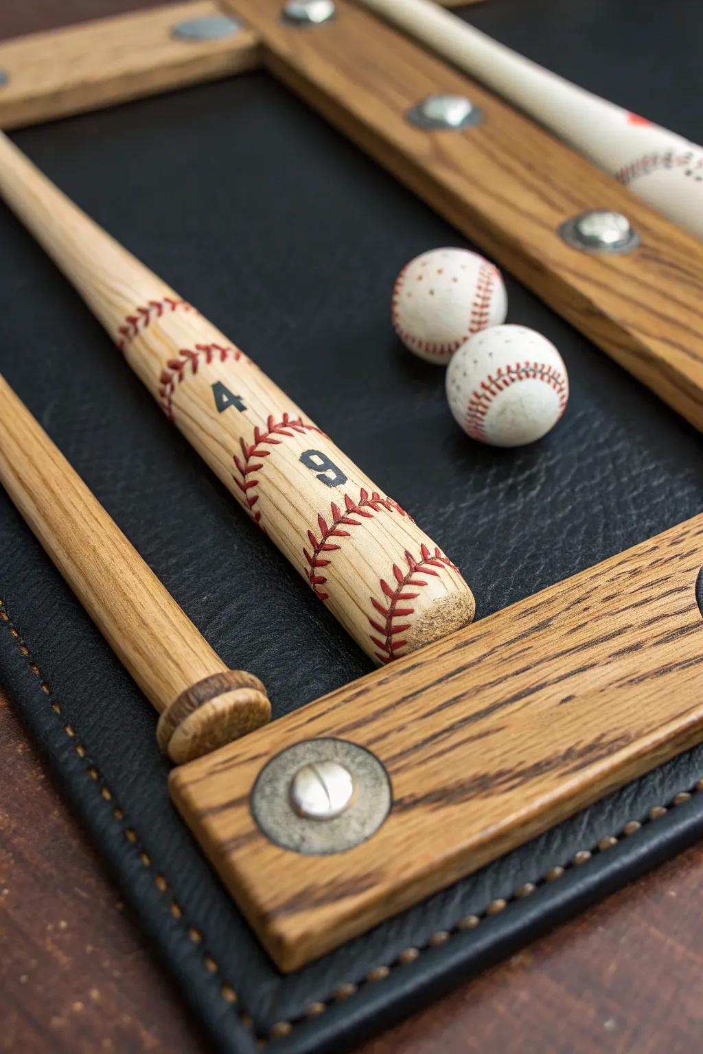 Introduce a nuance of the game to your vehicle with this artisanal baseball-themed license plate surround.